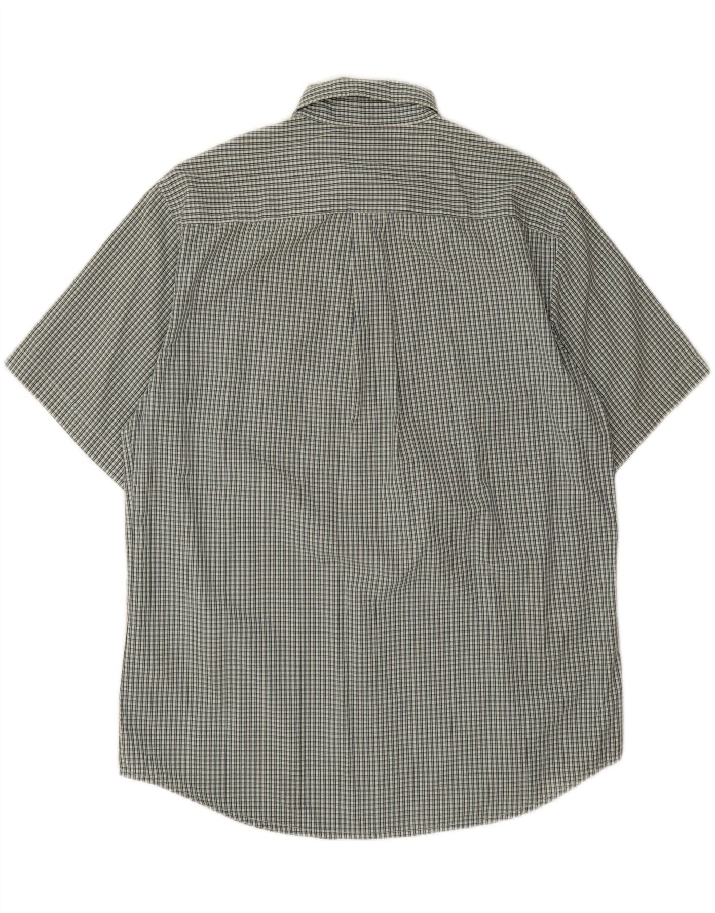 DOCKERS Mens Stain Defender Short Sleeve Shirt Large Green Check Cotton Vintage Dockers and Second-Hand Dockers from Messina Hembry