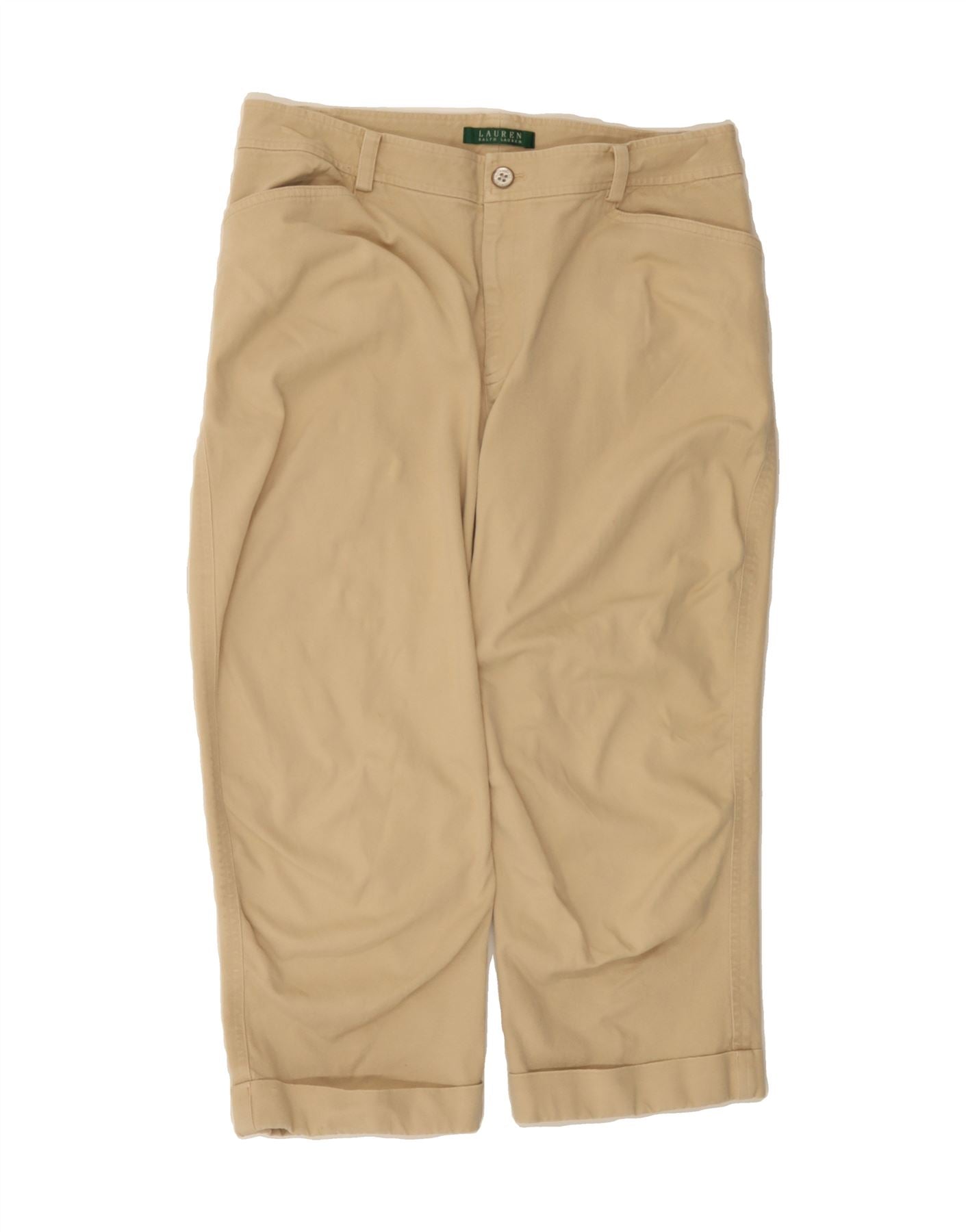 RALPH LAUREN Womens Straight Capri Trousers US 12 Large W31 L20 Beige Vintage Ralph Lauren and Second-Hand Ralph Lauren from Messina Hembry