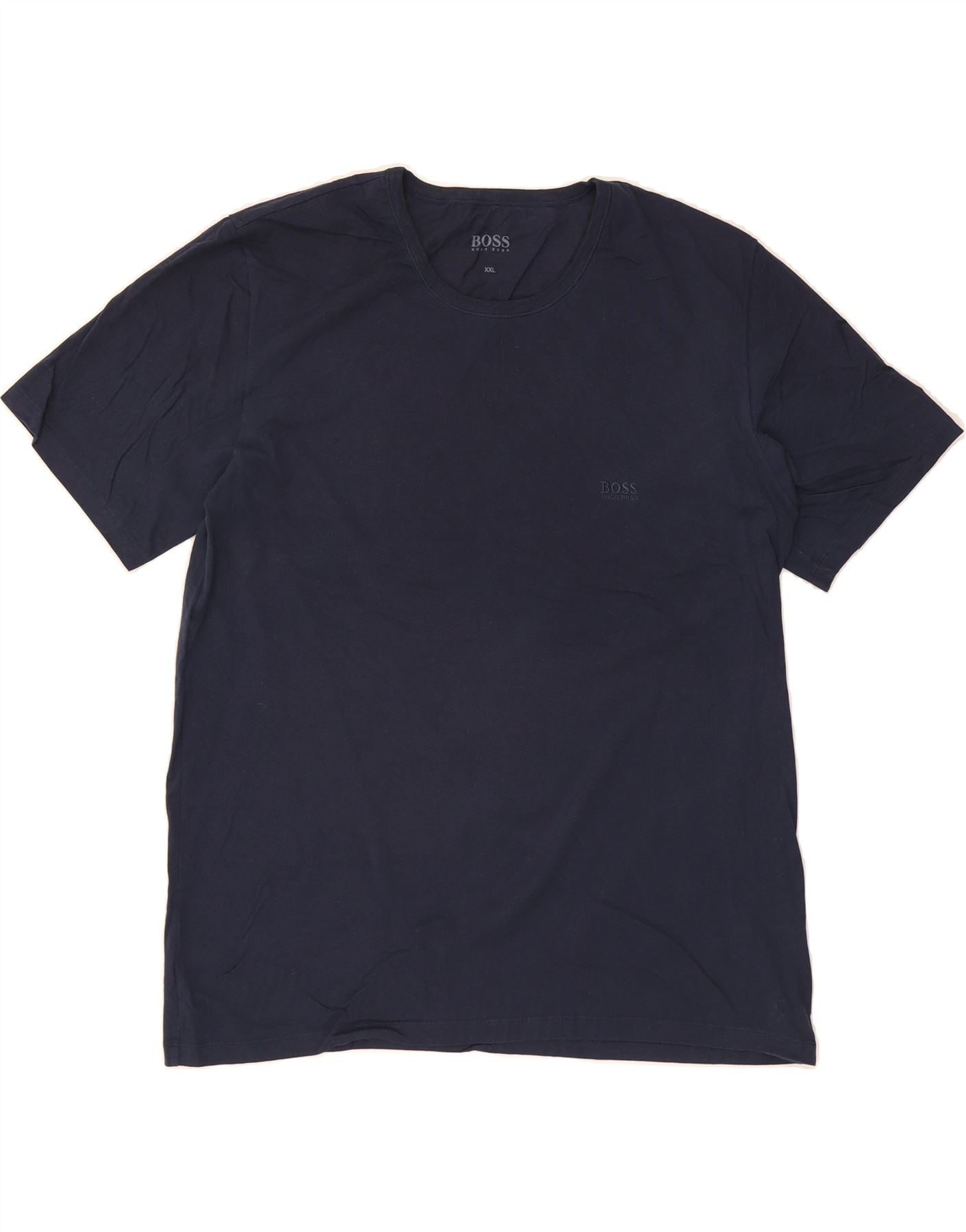 HUGO BOSS Mens T-Shirt Top 2XL Navy Blue Cotton Vintage Hugo Boss and Second-Hand Hugo Boss from Messina Hembry