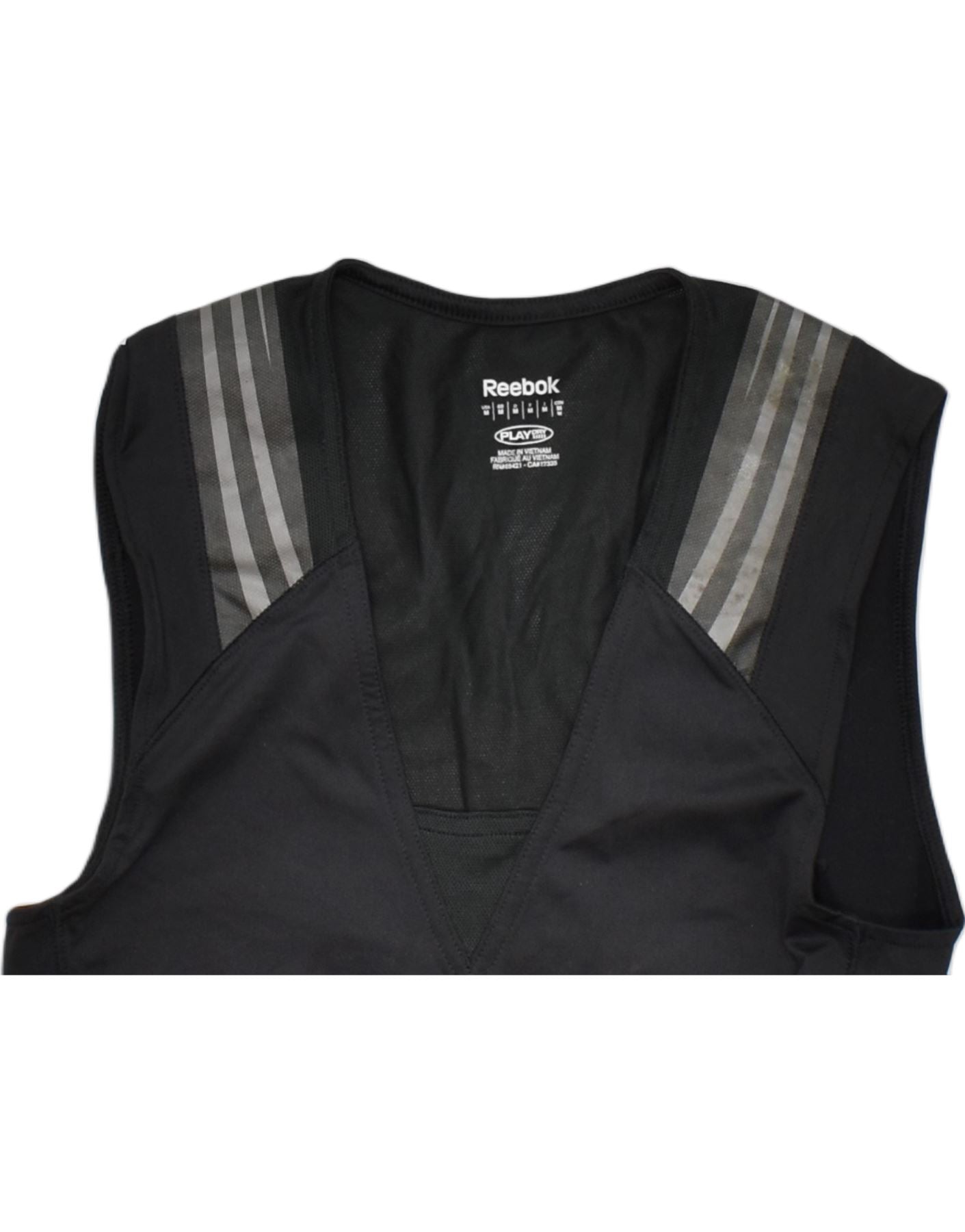REEBOK Womens Vest Top UK 8 Small Black Polyester | Vintage | Thrift | Second-Hand | Used Clothing | Messina Hembry