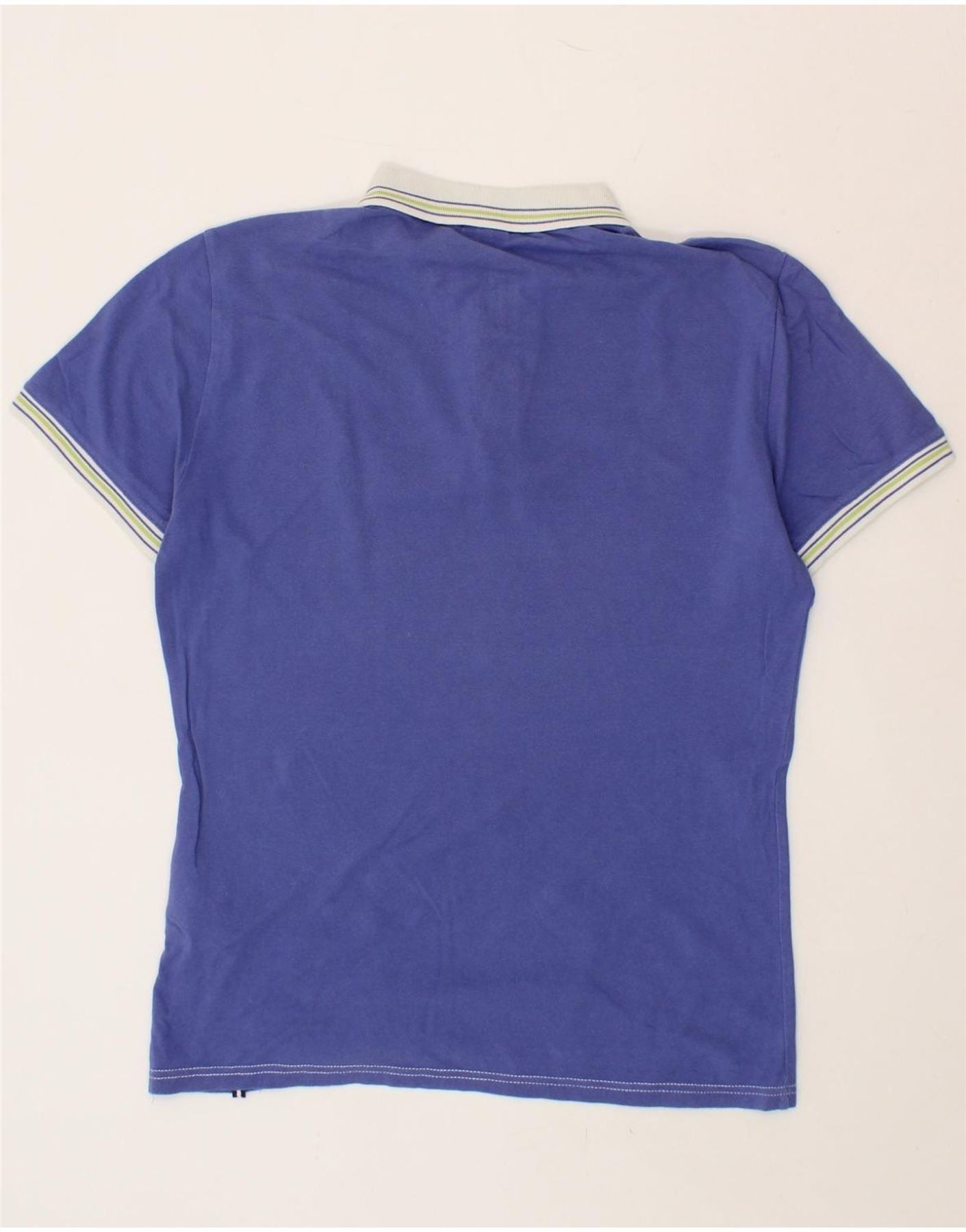 TRUSSARDI Mens Polo Shirt Large Blue Cotton Vintage Trussardi and Second-Hand Trussardi from Messina Hembry