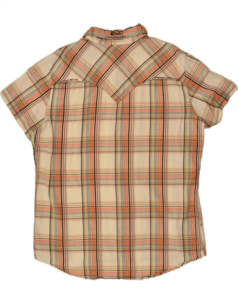 DIESEL Mens Short Sleeve Shirt 2XL Beige Check Cotton | Vintage Diesel | Thrift | Second-Hand Diesel | Used Clothing | Messina Hembry 