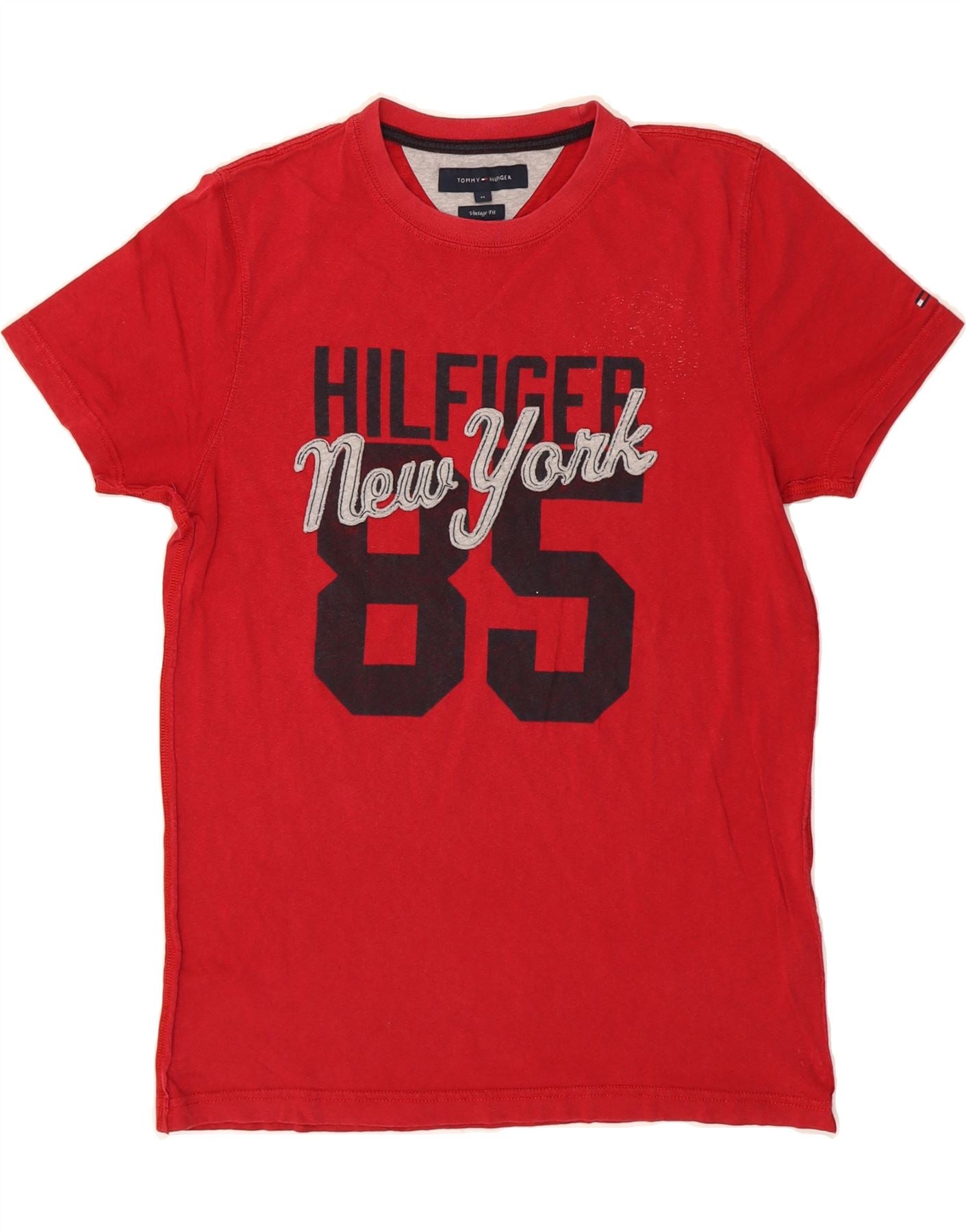 TOMMY HILFIGER Mens Vintage Fit Graphic T-Shirt Top Medium Red Cotton Vintage Tommy Hilfiger and Second-Hand Tommy Hilfiger from Messina Hembry