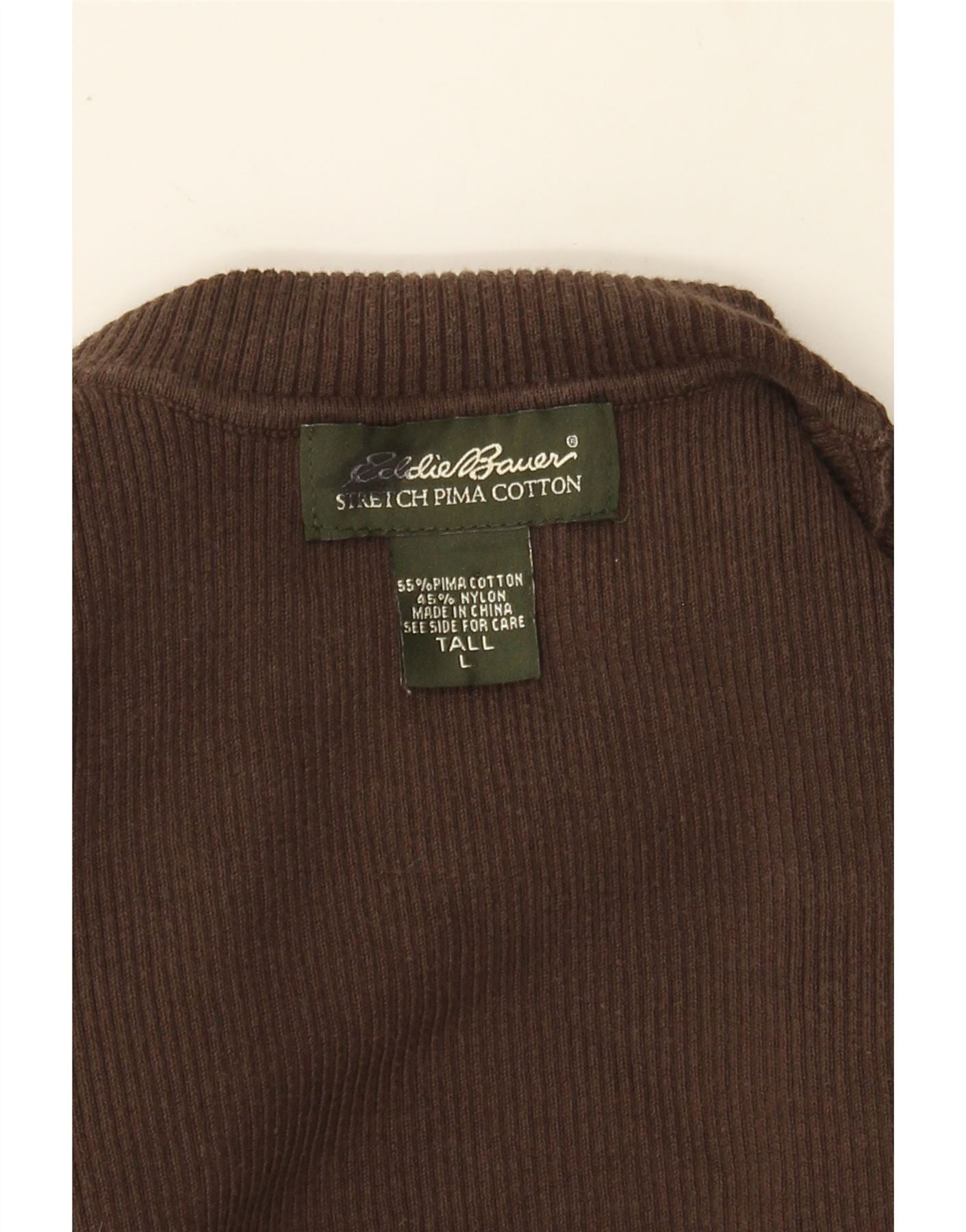 EDDIE BAUER Womens Tall Roll Neck Jumper Sweater UK 14 Large Brown Cotton Vintage Eddie Bauer and Second-Hand Eddie Bauer from Messina Hembry