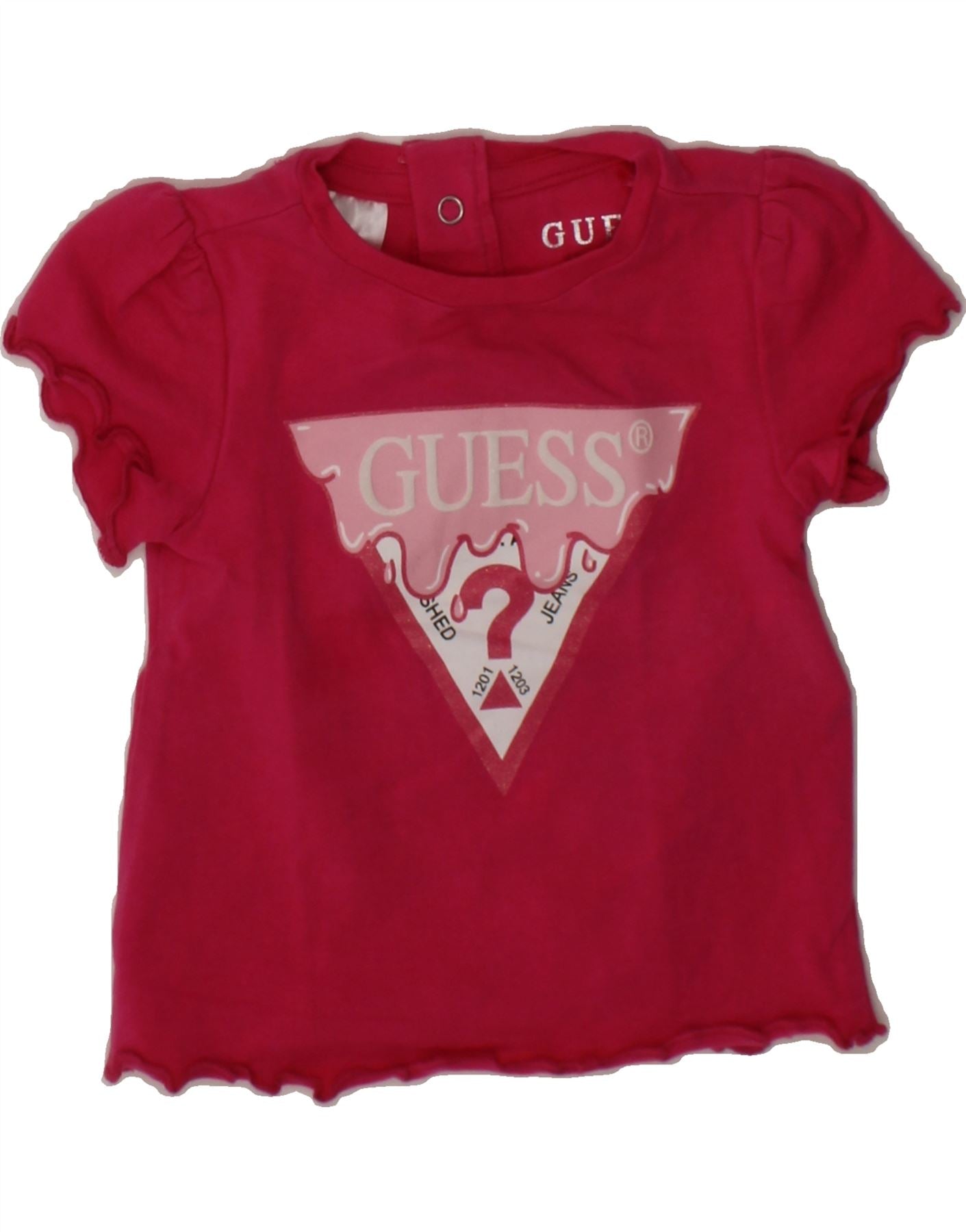 GUESS Baby Girls Graphic T-Shirt Top 3-6 Months Pink Cotton Vintage Guess and Second-Hand Guess from Messina Hembry
