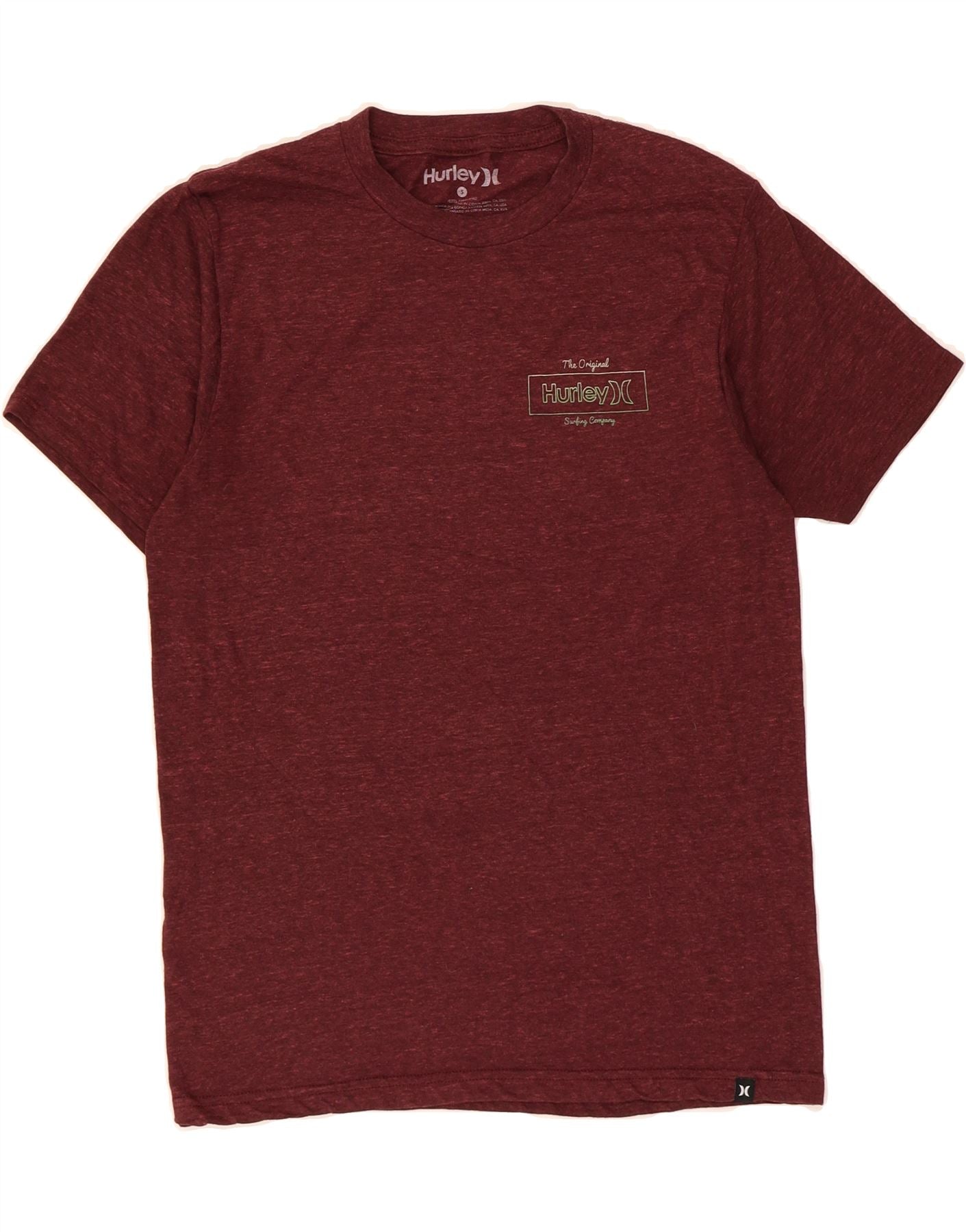 HURLEY Mens T-Shirt Top Small Maroon Polyester Vintage Hurley and Second-Hand Hurley from Messina Hembry