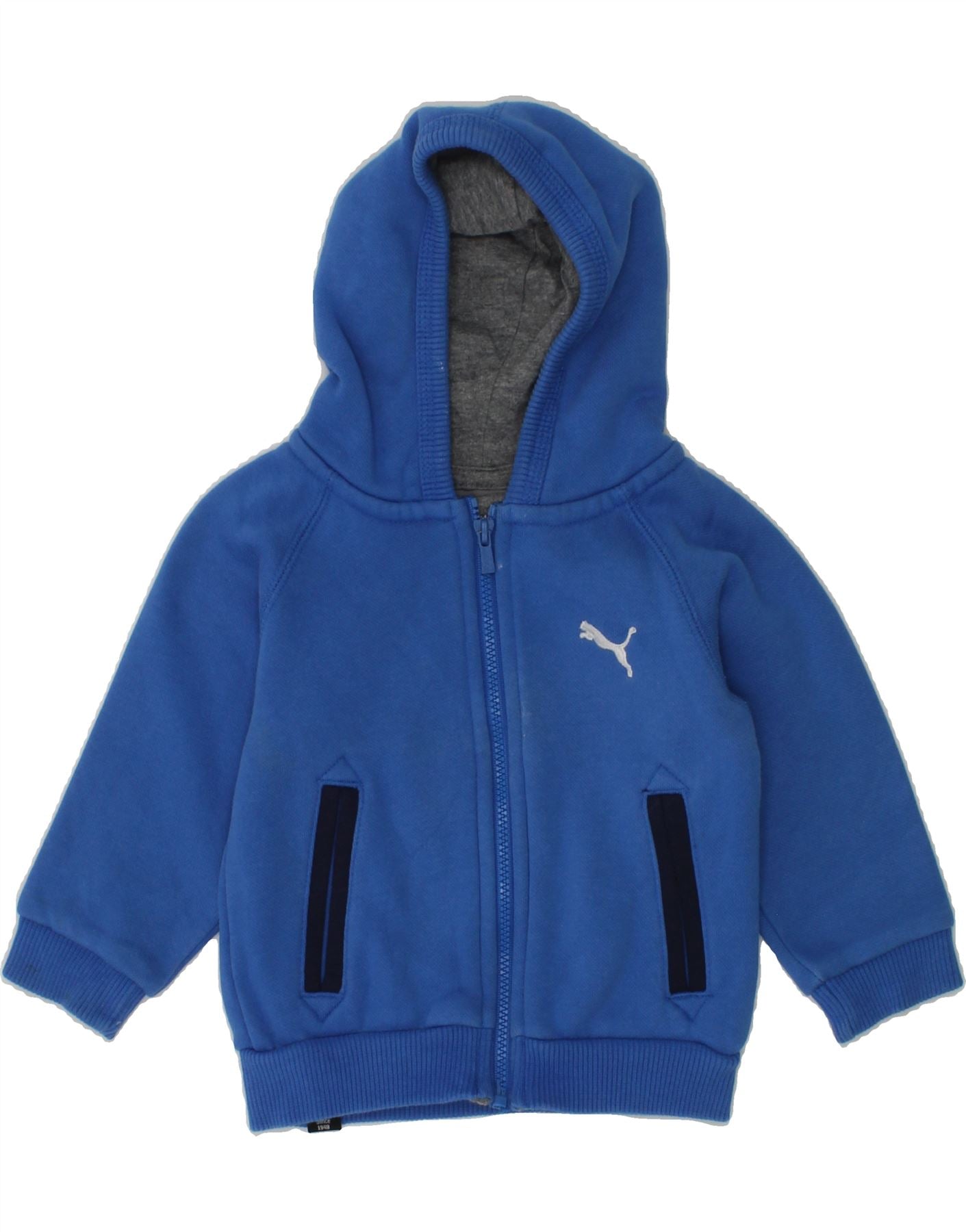 PUMA Baby Boys Graphic Zip Hoodie Sweater 3-6 Months Blue Cotton | Vintage Puma | Thrift | Second-Hand Puma | Used Clothing | Messina Hembry