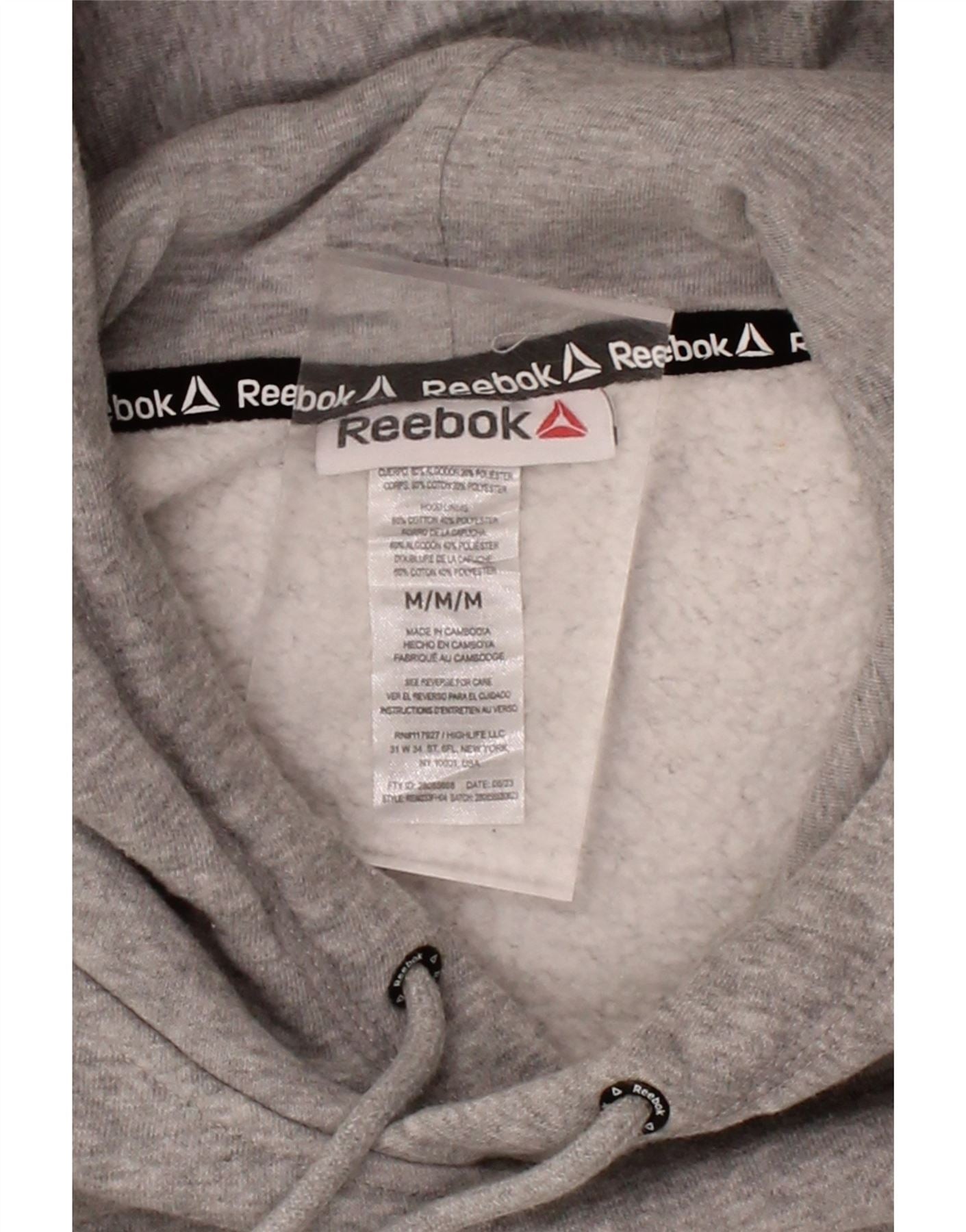 REEBOK Mens Graphic Hoodie Jumper Medium Grey Cotton Vintage Reebok and Second-Hand Reebok from Messina Hembry