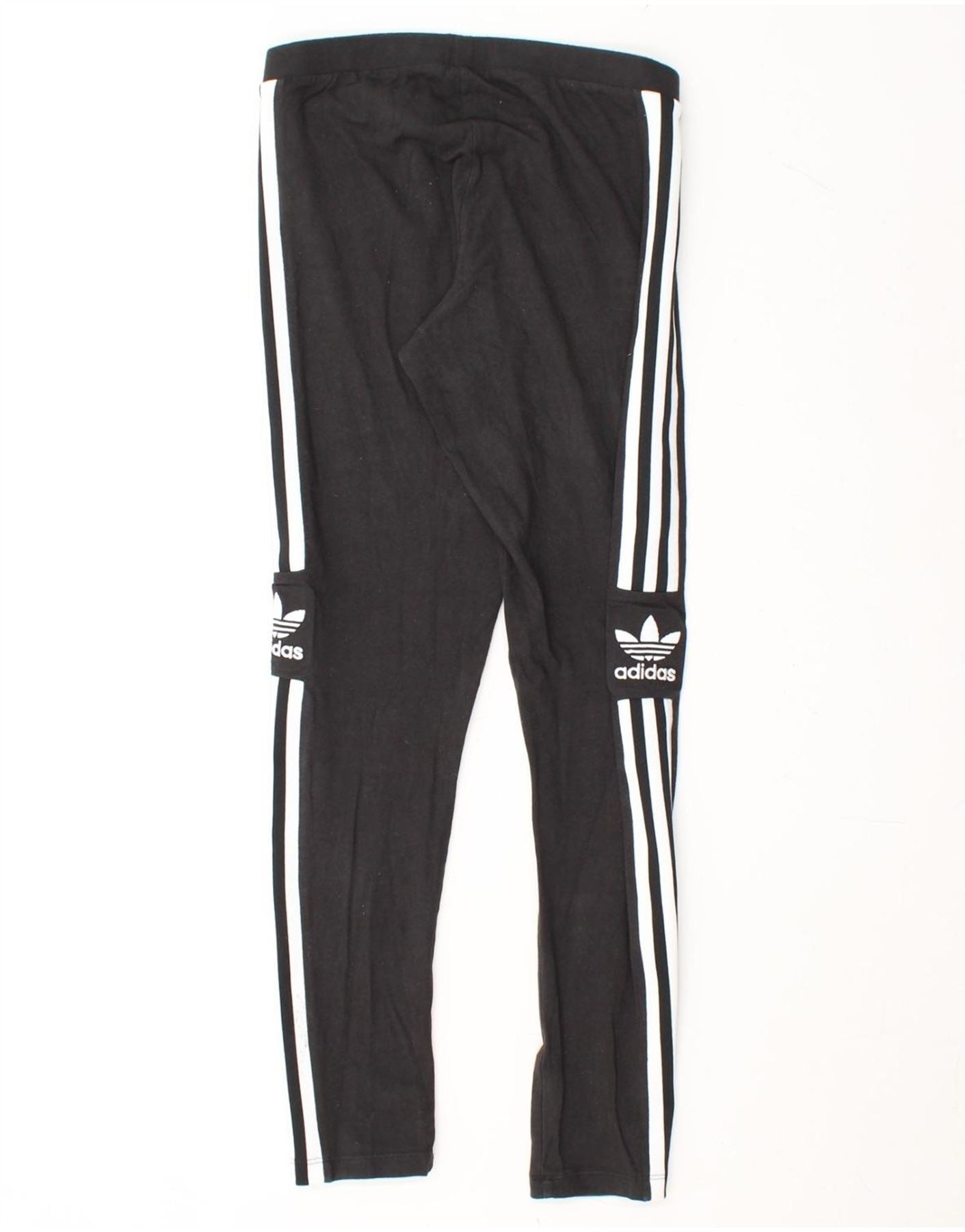 ADIDAS Womens Leggings UK 10 Small Black Colourblock Cotton Vintage Adidas and Second-Hand Adidas from Messina Hembry
