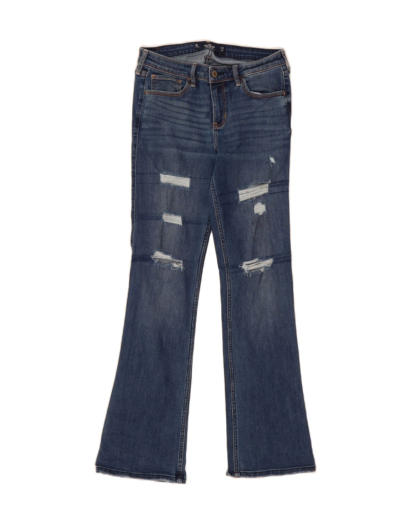 HOLLISTER Womens Distressed Low Waist Bootcut Jeans W29 L30 Blue Cotton Vintage Hollister and Second-Hand Hollister from Messina Hembry