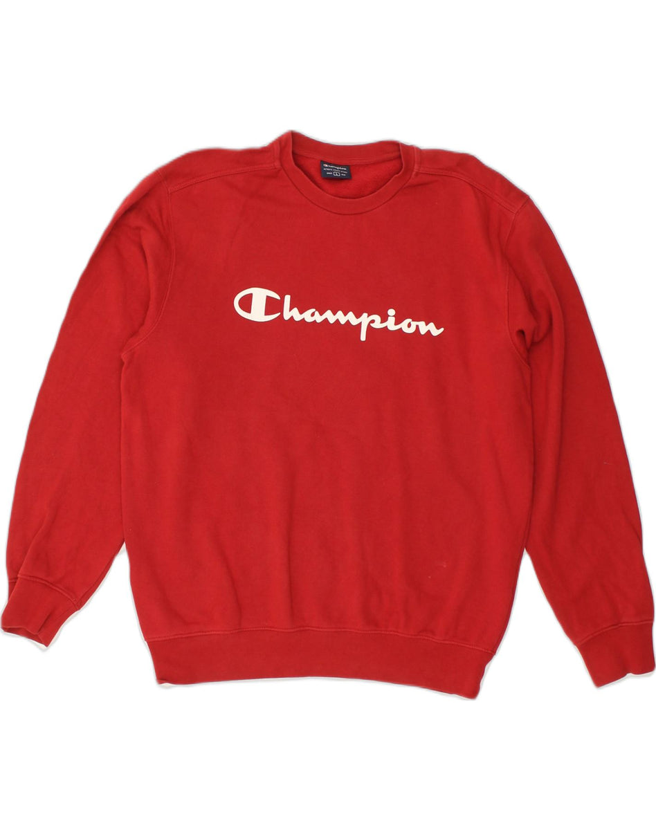 Vintage Champion on sale Blue Crew Neck Sweatshirt with De Paul Red Print