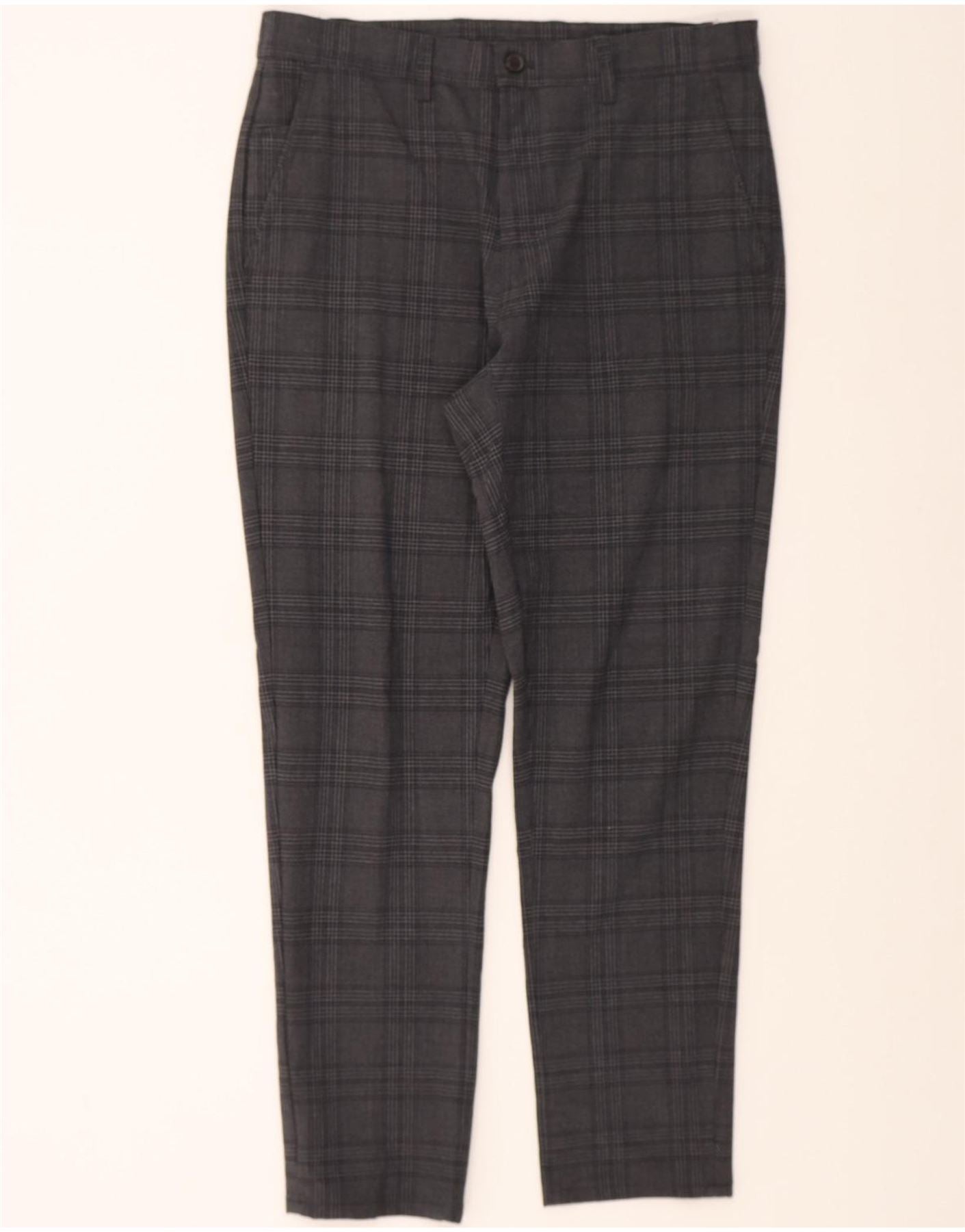 ZARA Mens Slim Suit Trousers EU 40 Medium W31 L28 Grey Check Polyester Vintage Zara and Second-Hand Zara from Messina Hembry