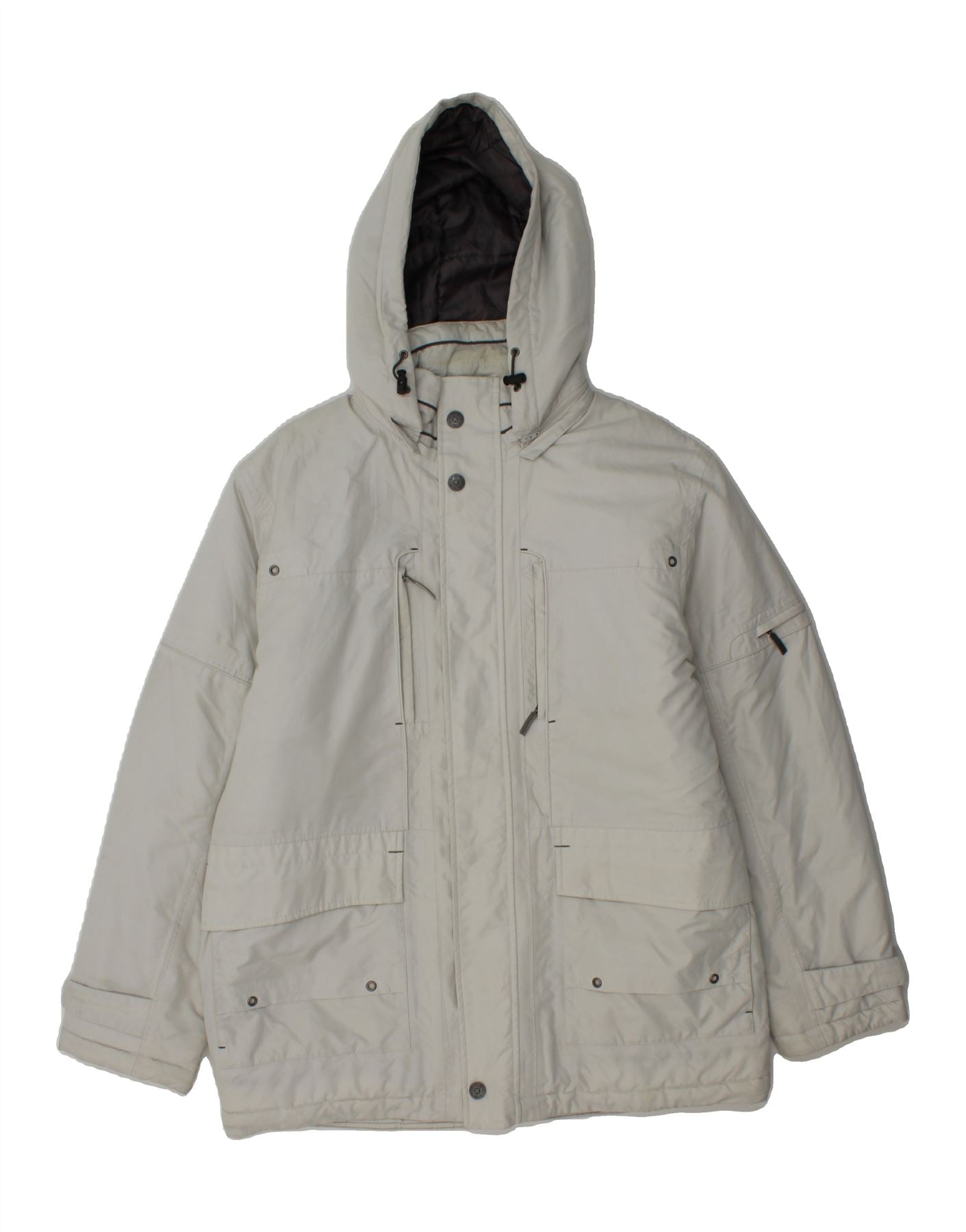 KLEPPER Mens Hooded Windbreaker Jacket IT 50 Large Grey Polyester Vintage Klepper and Second-Hand Klepper from Messina Hembry