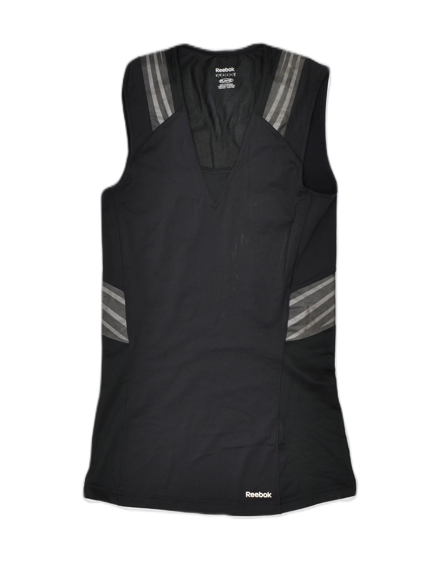 REEBOK Womens Vest Top UK 8 Small Black Polyester | Vintage | Thrift | Second-Hand | Used Clothing | Messina Hembry