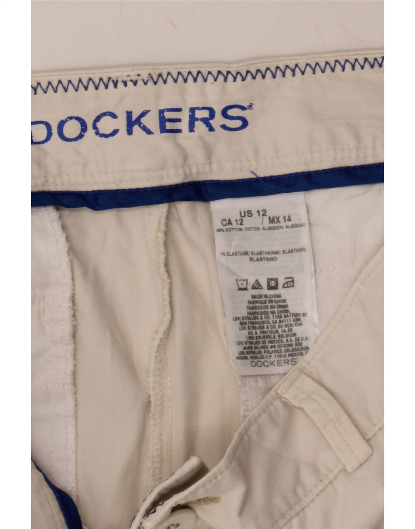 DOCKERS Womens Straight Capri Trousers UK 12 Medium W34 L20 Off White Vintage Dockers and Second-Hand Dockers from Messina Hembry