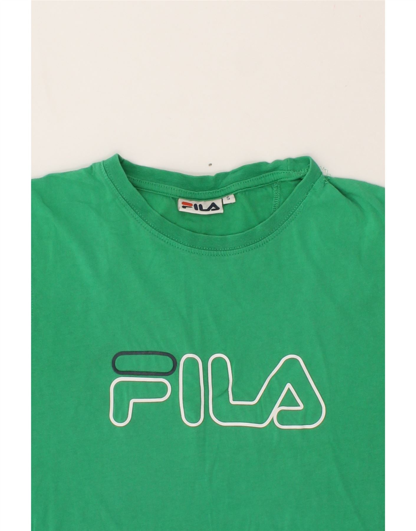FILA Womens Graphic T-Shirt Top UK 10 Small  Green Cotton Vintage Fila and Second-Hand Fila from Messina Hembry