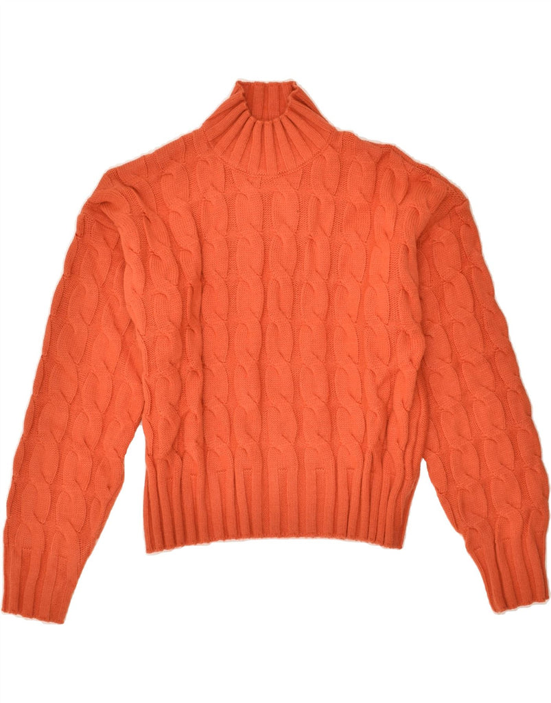 VINTAGE Womens Turtle Neck Jumper Sweater UK 14 Medium Orange Wool | Vintage Vintage | Thrift | Second-Hand Vintage | Used Clothing | Messina Hembry 