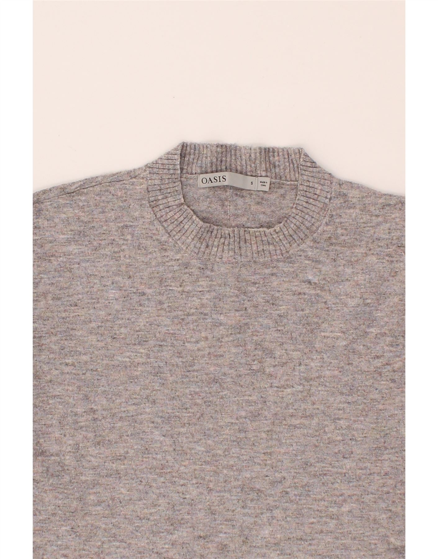 OASIS Womens Crew Neck Jumper Sweater UK 10 Small Grey Viscose Vintage Oasis and Second-Hand Oasis from Messina Hembry