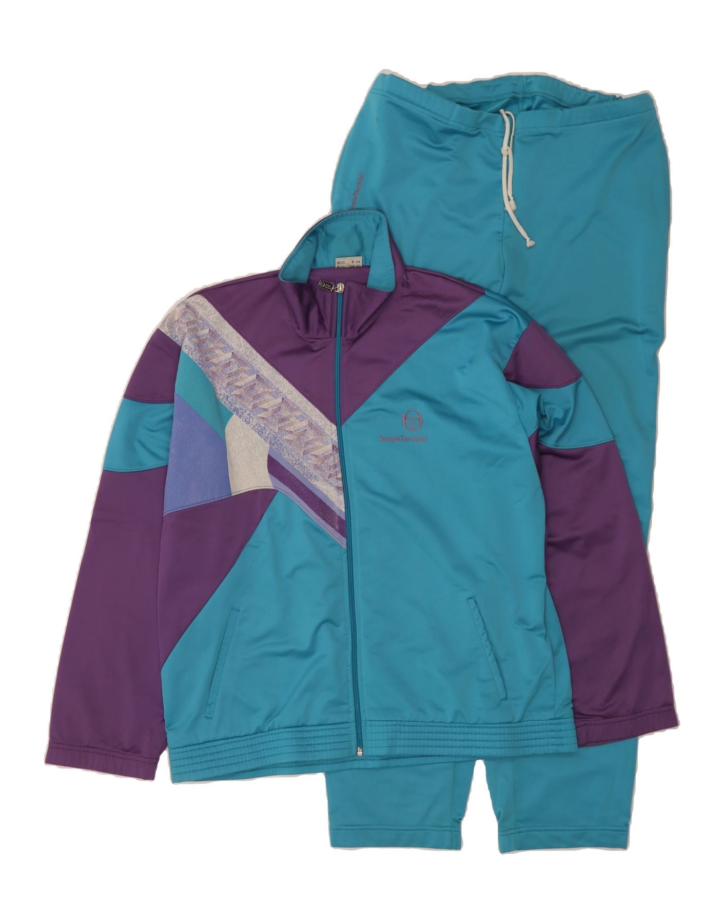 SERGIO TACCHINI Womens Full Tracksuit IT 50 XL  Blue Colourblock Vintage Sergio Tacchini and Second-Hand Sergio Tacchini from Messina Hembry