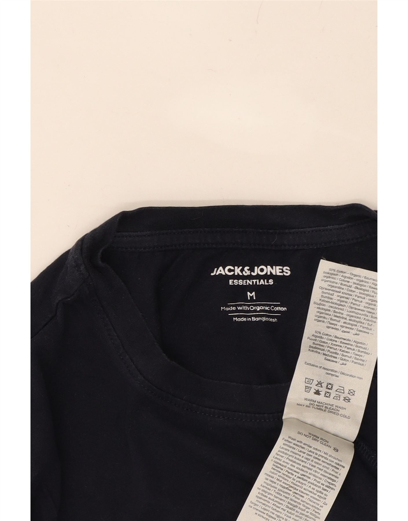JACK & JONES Mens T-Shirt Top Medium Navy Blue Cotton Vintage Jack & Jones and Second-Hand Jack & Jones from Messina Hembry