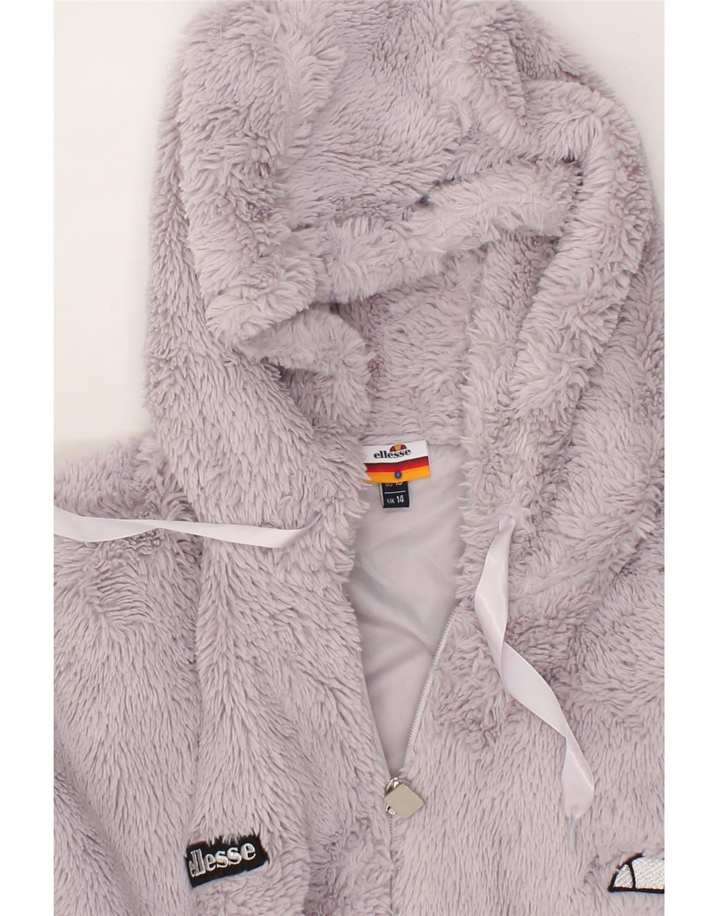 ELLESSE Womens Oversized Hooded Fleece Jacket UK 14 Medium Purple Vintage Ellesse and Second-Hand Ellesse from Messina Hembry