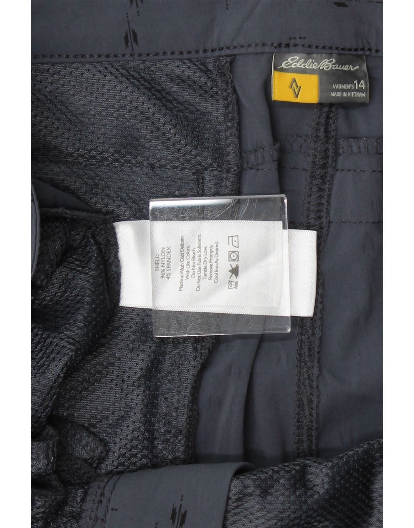 EDDIE BAUER Womens Capri Cargo Trousers US 14 XL W36 L20 Navy Blue Floral Vintage Eddie Bauer and Second-Hand Eddie Bauer from Messina Hembry