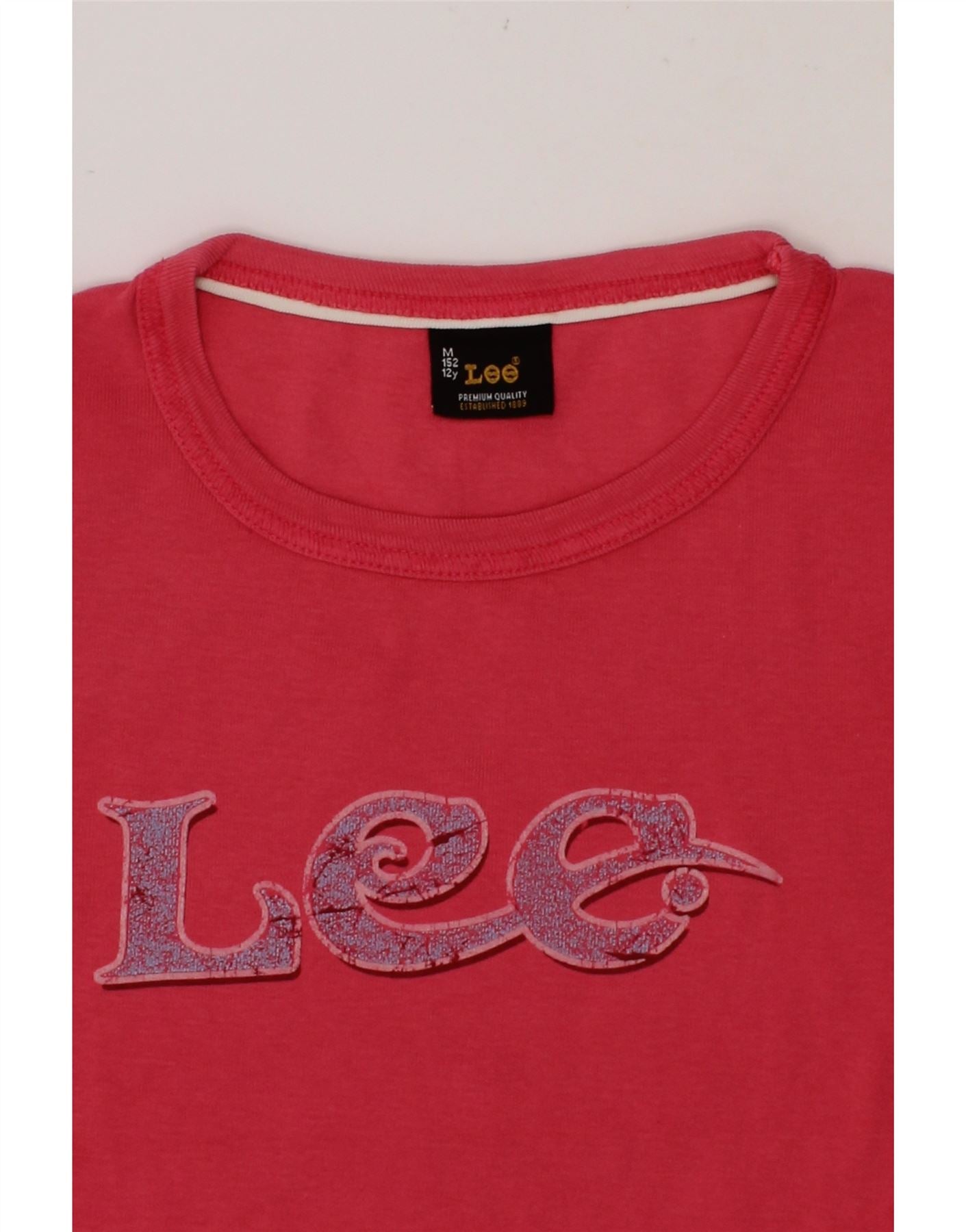 LEE Girls Graphic T-Shirt Top 11-12 Years Medium Red Cotton Vintage Lee and Second-Hand Lee from Messina Hembry