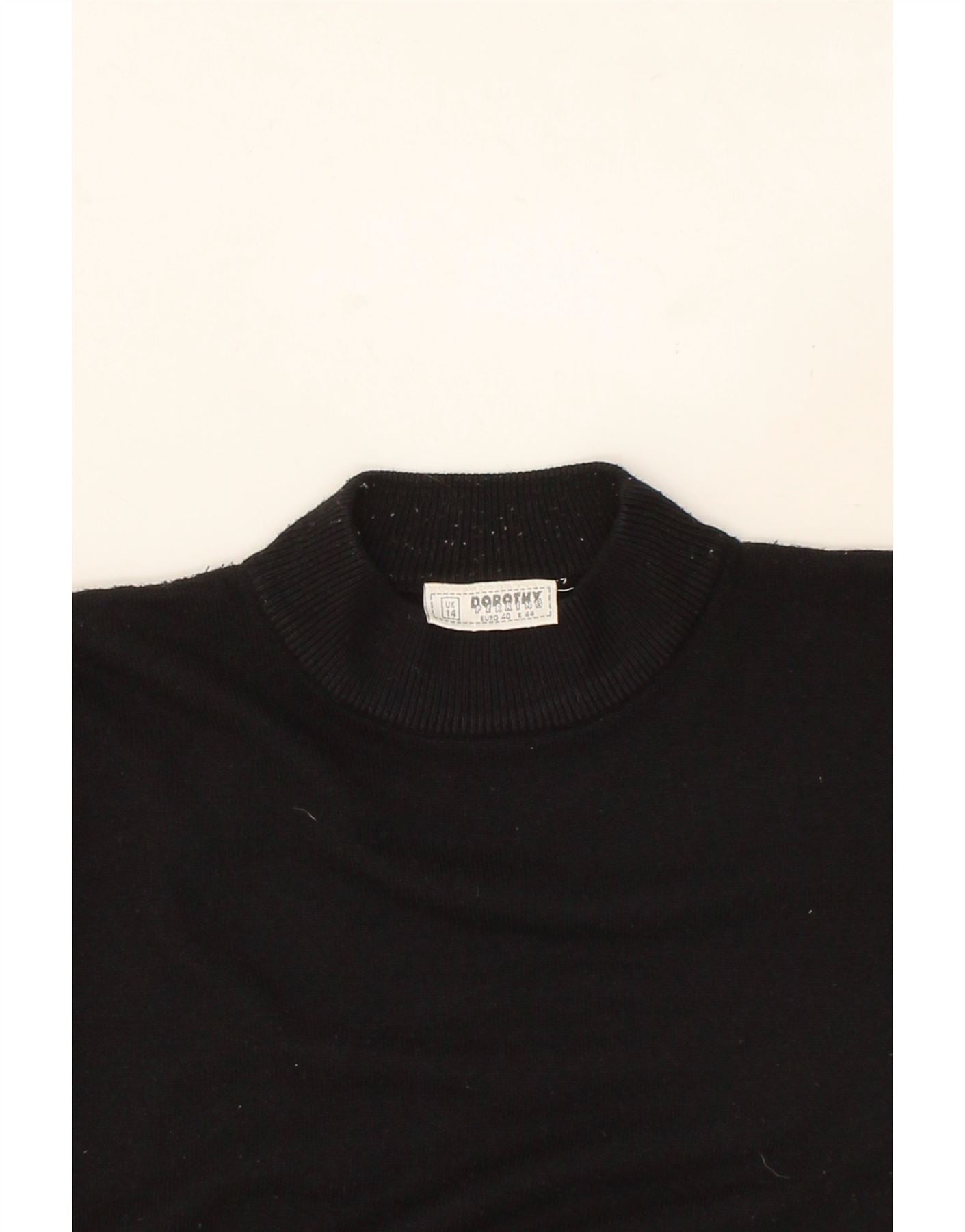 DOROTHY PERKINS Womens Turtle Neck Jumper Sweater UK 14 Large Black Cotton Vintage Dorothy Perkins and Second-Hand Dorothy Perkins from Messina Hembry
