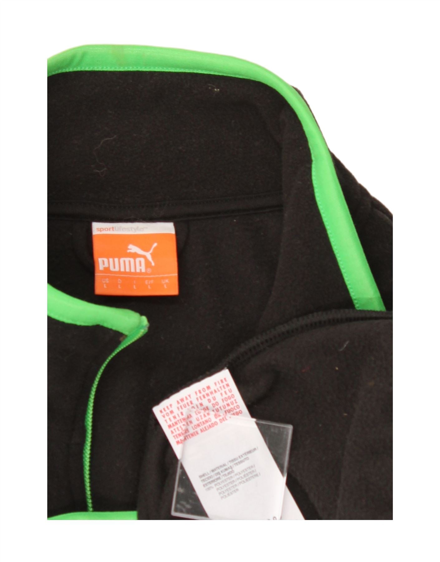 PUMA Mens Fleece Jacket UK 40 Large Black Vintage Puma and Second-Hand Puma from Messina Hembry
