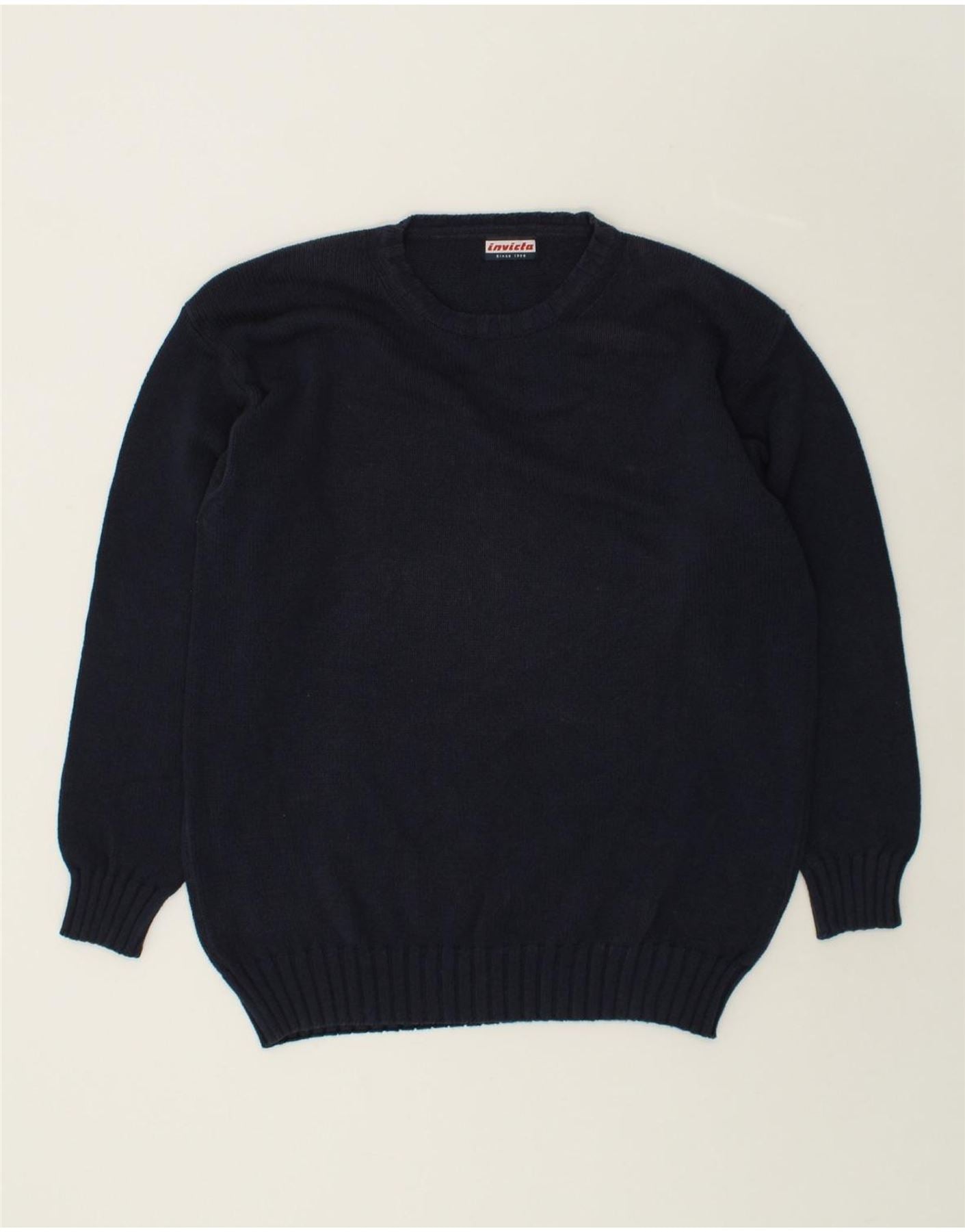 INVICTA Mens Boat Neck Jumper Sweater Large Navy Blue Cotton | Vintage Invicta | Thrift | Second-Hand Invicta | Used Clothing | Messina Hembry