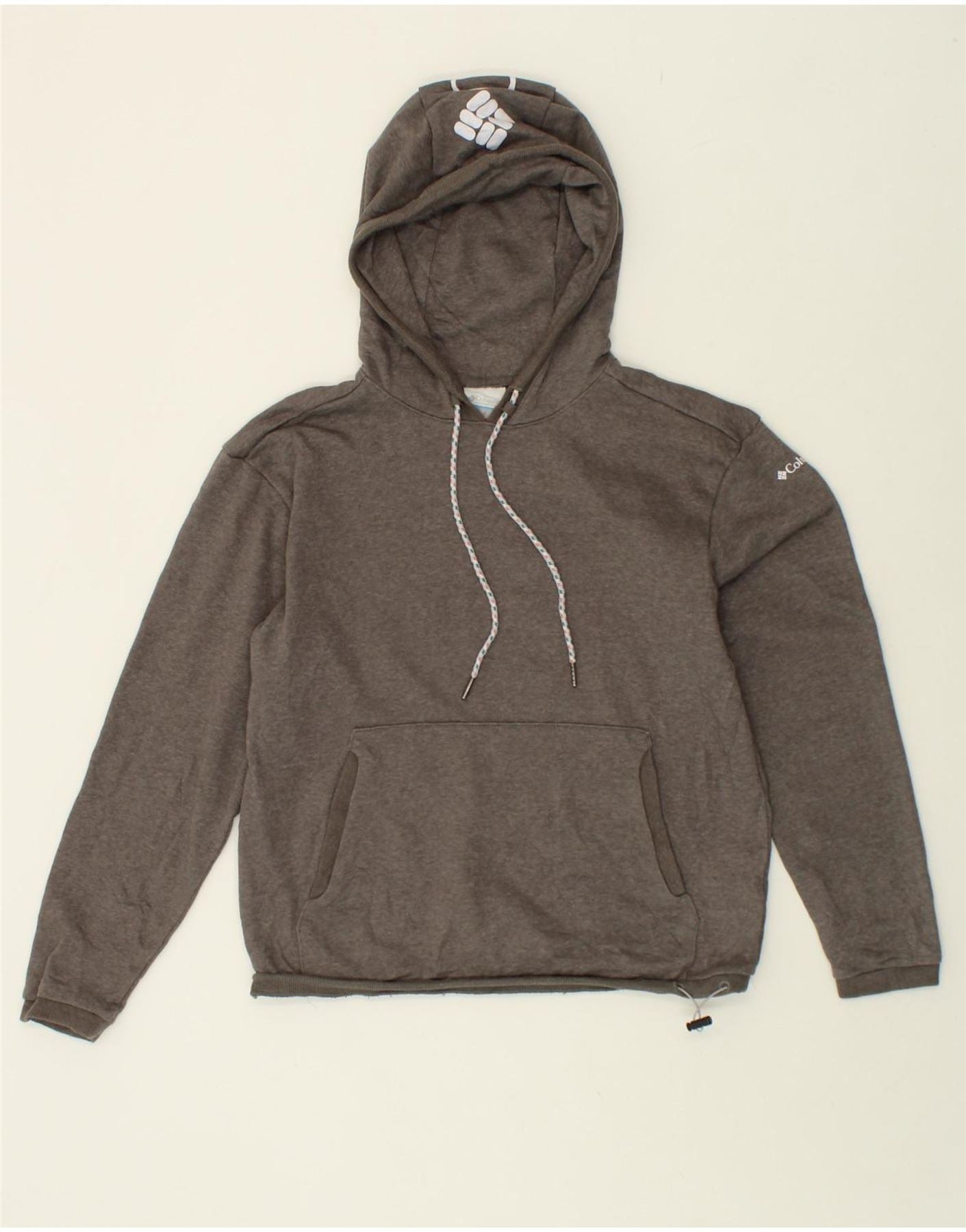 COLUMBIA Womens Hoodie Jumper UK 10 Small Grey Cotton Vintage Columbia and Second-Hand Columbia from Messina Hembry