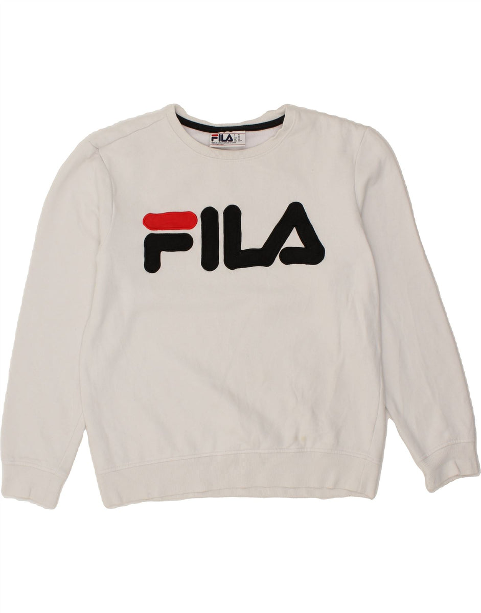 FILA Mens Graphic Sweatshirt Jumper XS White Cotton