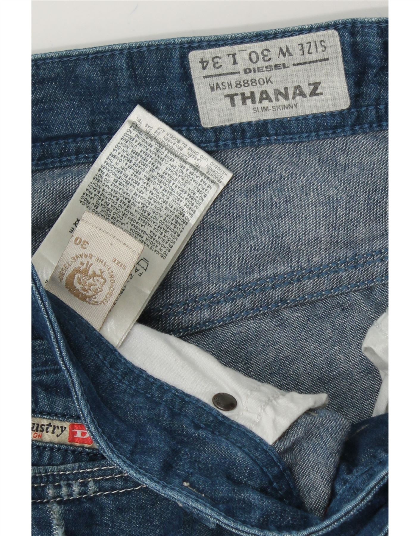 DIESEL Mens Thanaz Distressed Slim Skinny Jeans W30 L34 Blue Cotton Vintage Diesel and Second-Hand Diesel from Messina Hembry