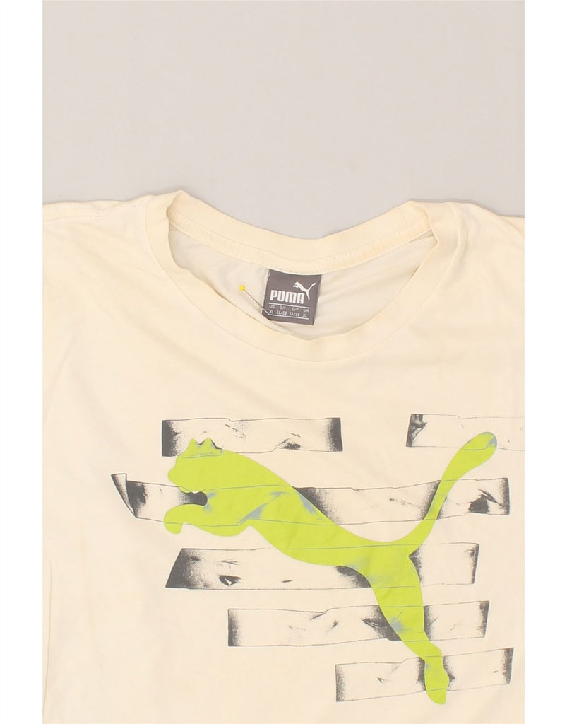 PUMA Mens Graphic T-Shirt Top XL White Cotton | Vintage Puma | Thrift | Second-Hand Puma | Used Clothing | Messina Hembry 