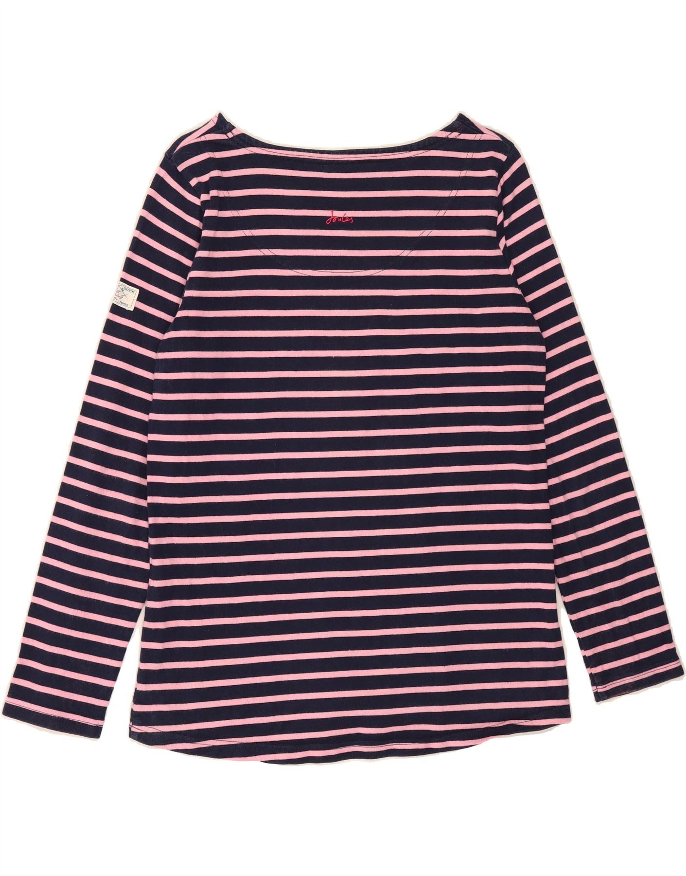 JOULES Womens Top Long Sleeve UK 12 Medium Navy Blue Striped Cotton Vintage Joules and Second-Hand Joules from Messina Hembry