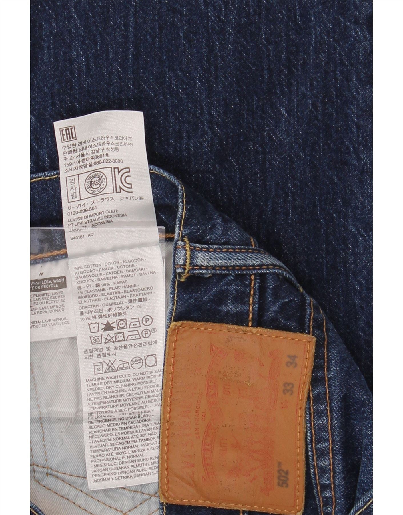 LEVI'S Mens 502 Tapered Jeans W33 L34 Blue Cotton Vintage Levi's and Second-Hand Levi's from Messina Hembry