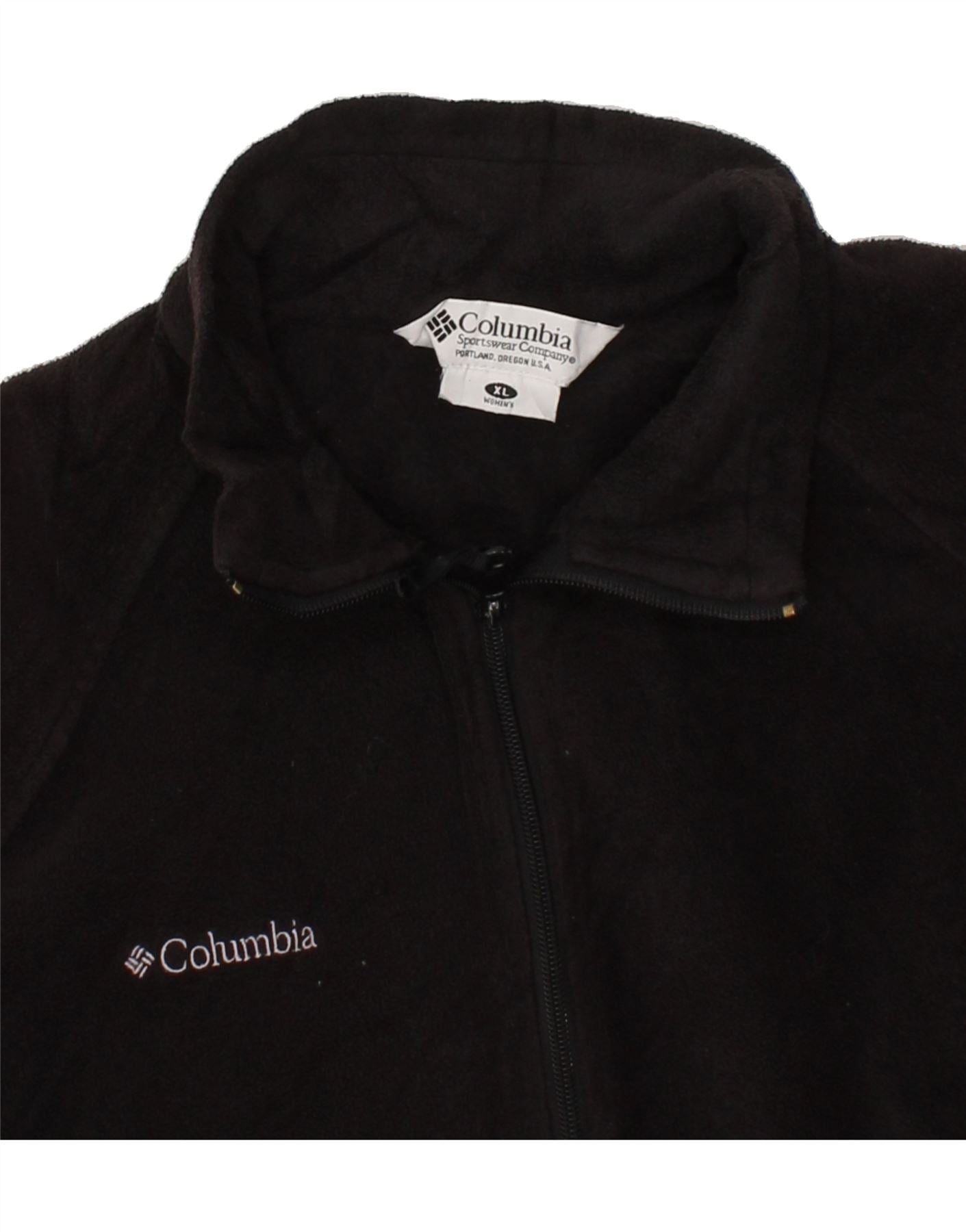 COLUMBIA Womens Loose Fit Fleece Jacket UK 18 XL Black Polyester Vintage Columbia and Second-Hand Columbia from Messina Hembry