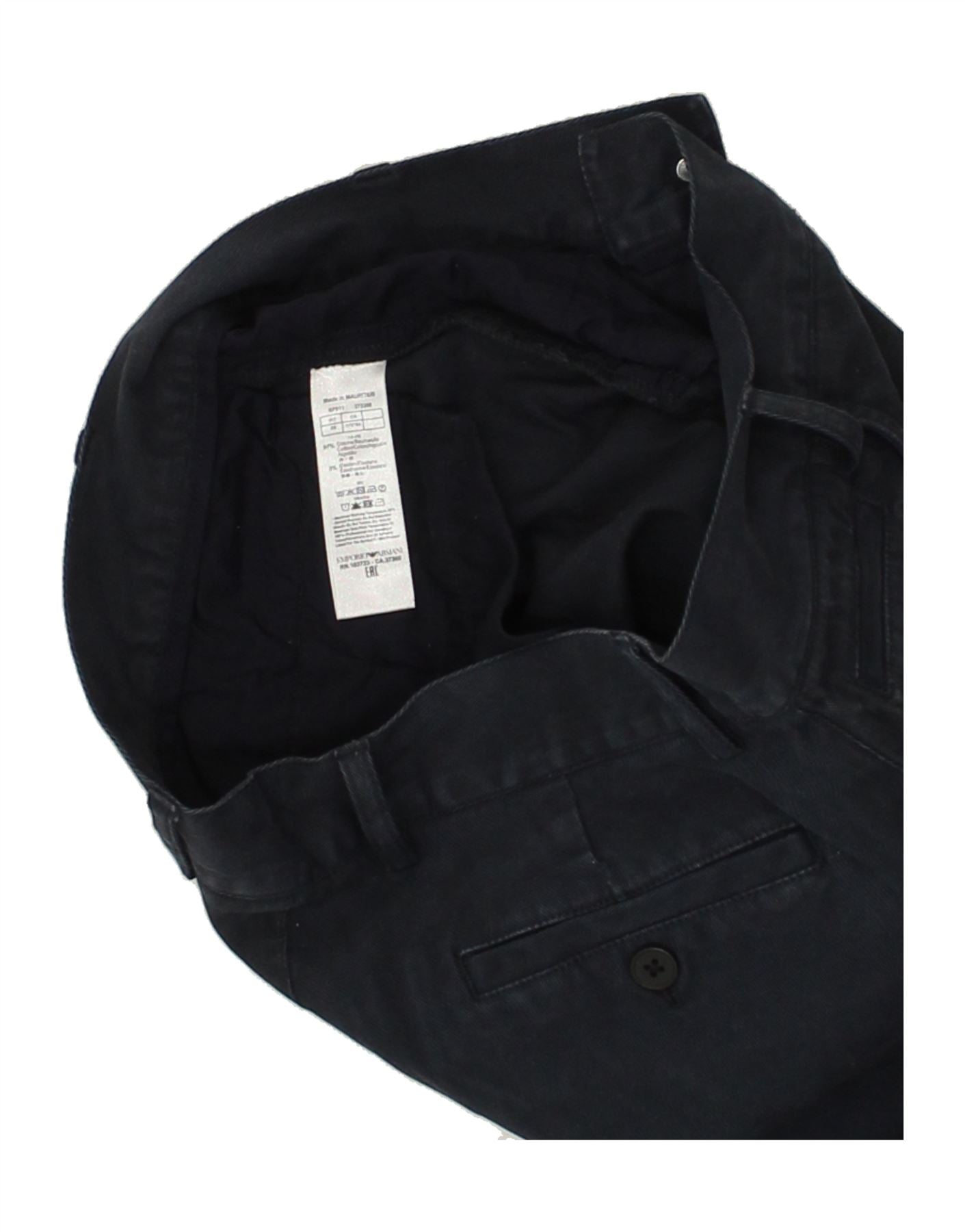 EMPORIO ARMANI Boys Straight Casual Trousers 15-16 Years W30 L28 Navy Blue Vintage Emporio Armani and Second-Hand Emporio Armani from Messina Hembry