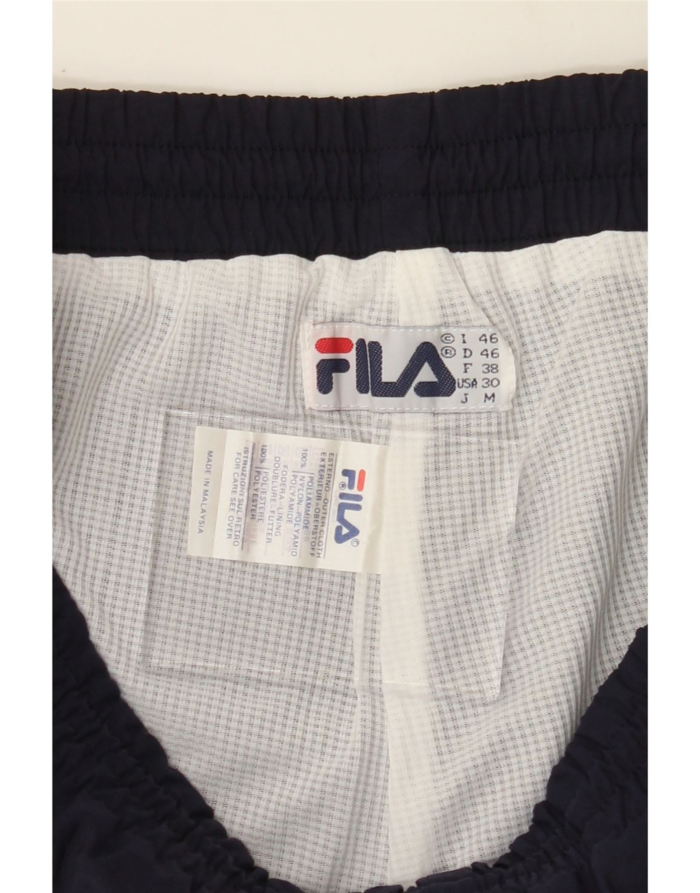 FILA Mens Tracksuit Trousers IT 46 Small Navy Blue Nylon Vintage Fila and Second-Hand Fila from Messina Hembry
