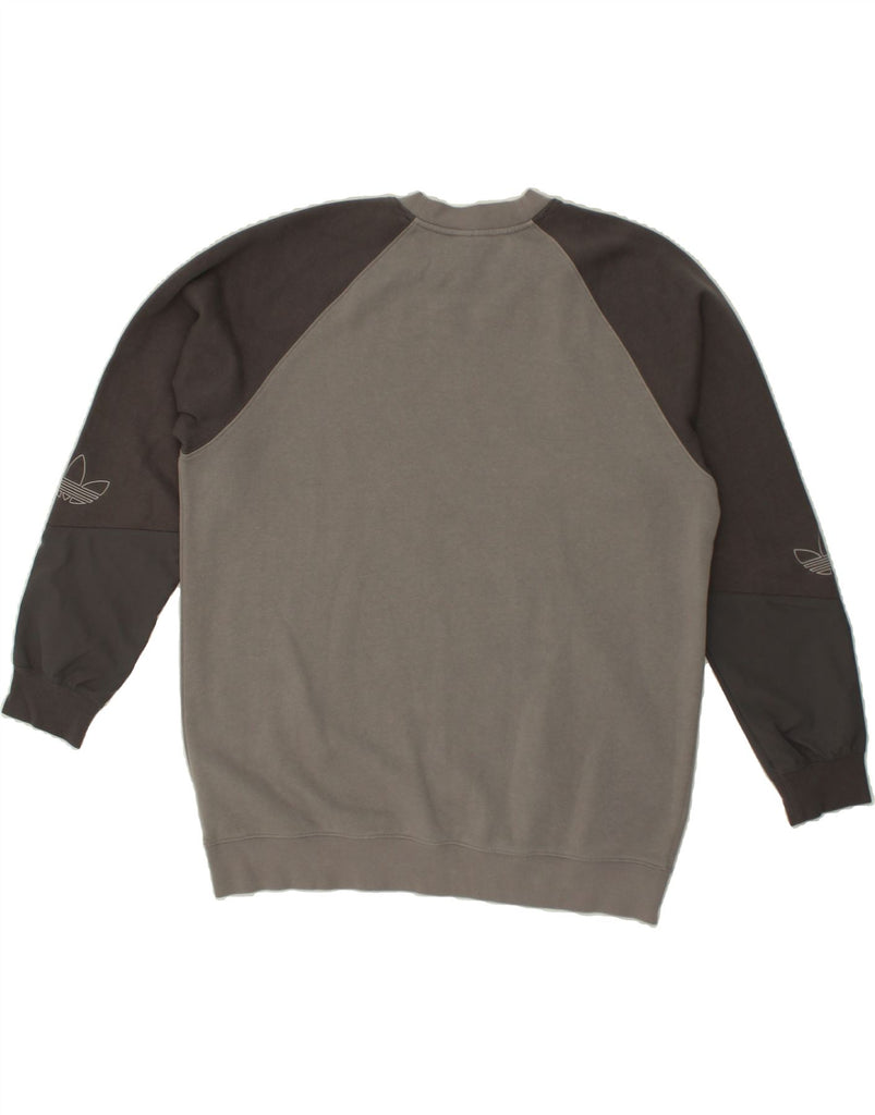 ADIDAS Mens Graphic Sweatshirt Jumper XL Grey Colourblock Cotton | Vintage Adidas | Thrift | Second-Hand Adidas | Used Clothing | Messina Hembry 