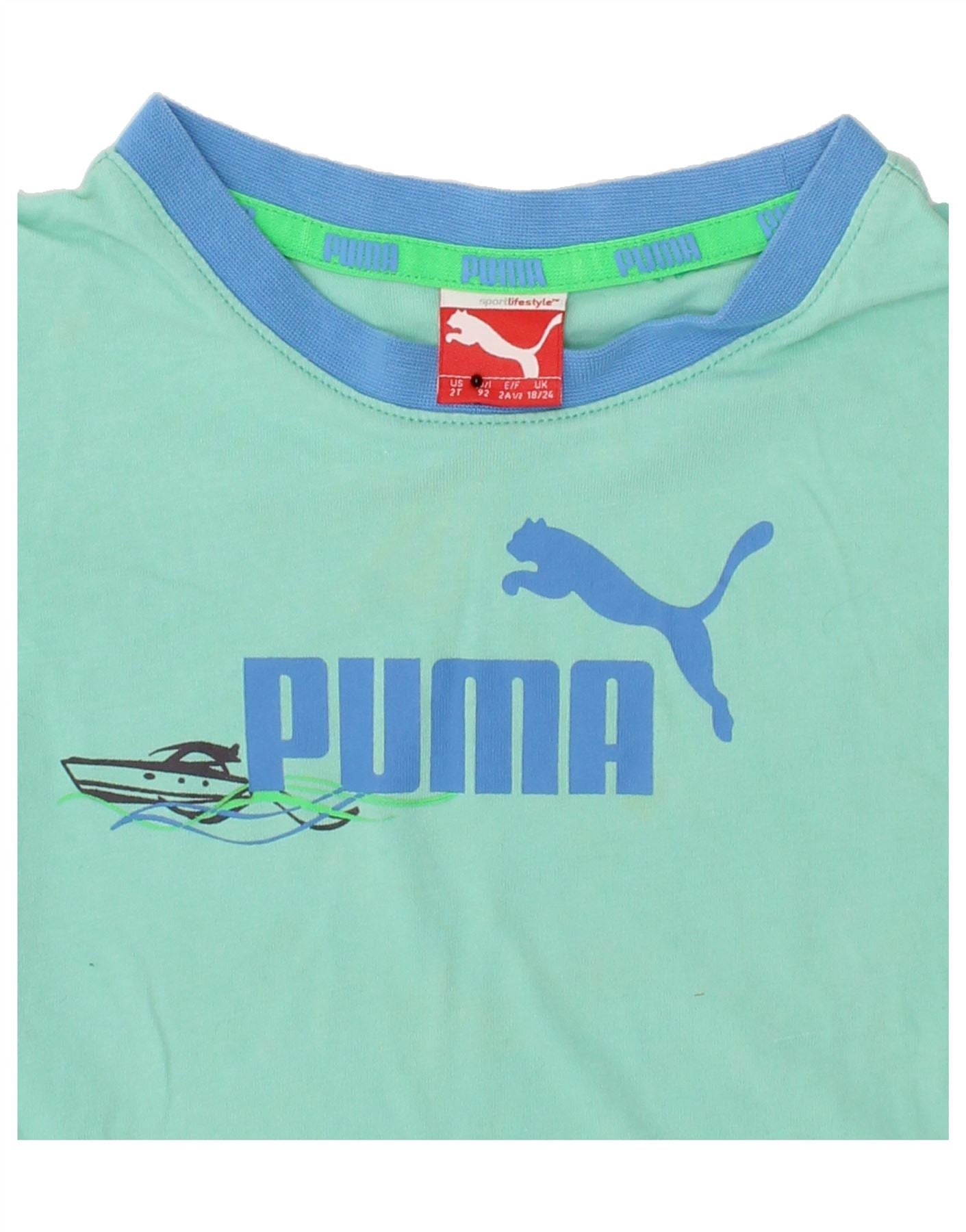 PUMA Baby Boys Graphic T-Shirt Top 18-24 Months Blue Vintage Puma and Second-Hand Puma from Messina Hembry
