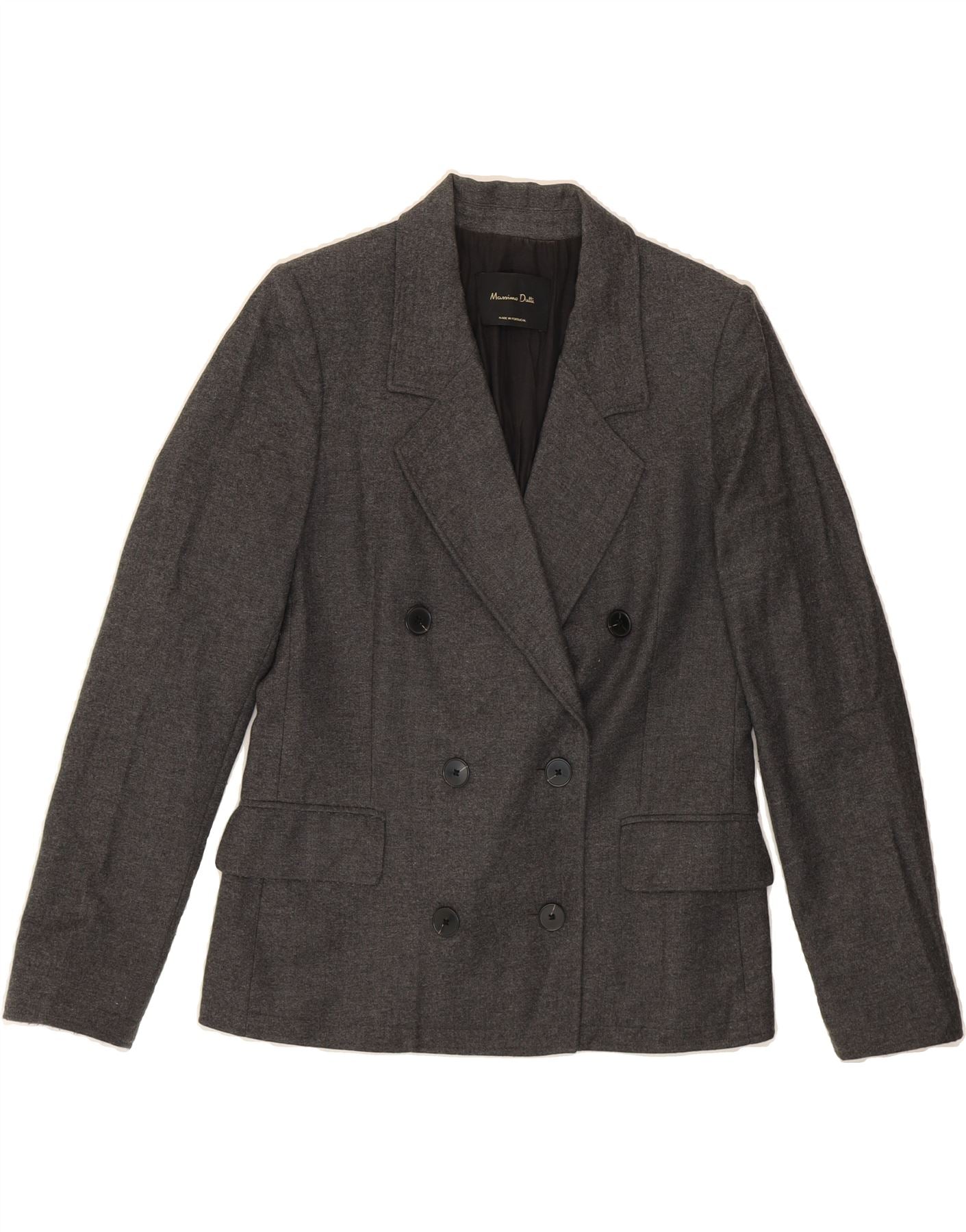 MASSIMO DUTTI Womens Double Breasted Blazer Jacket EU 36 XS Grey Wool Vintage Massimo Dutti and Second-Hand Massimo Dutti from Messina Hembry