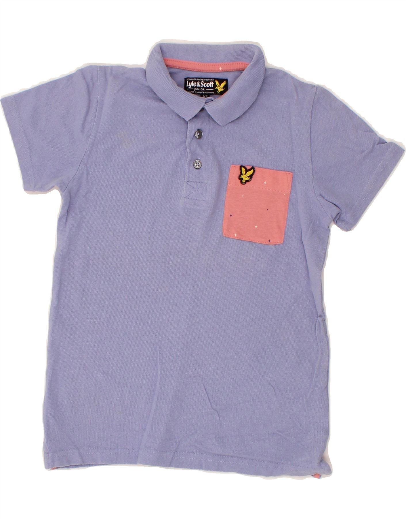 LYLE & SCOTT Boys Polo Shirt 7-8 Years Purple Cotton Vintage Lyle & Scott and Second-Hand Lyle & Scott from Messina Hembry