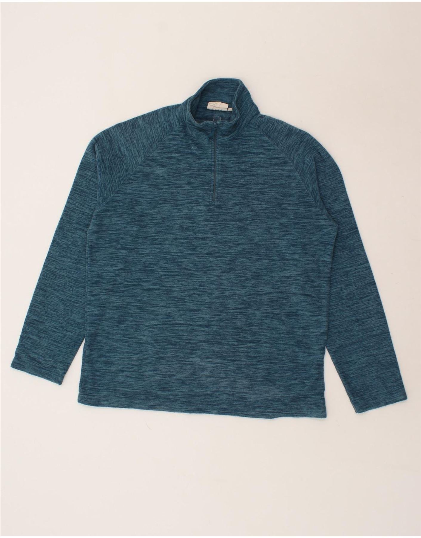MOUNTAIN WAREHOUSE Mens Zip Neck Fleece Jumper Medium Turquoise Polyester Vintage Mountain Warehouse and Second-Hand Mountain Warehouse from Messina Hembry