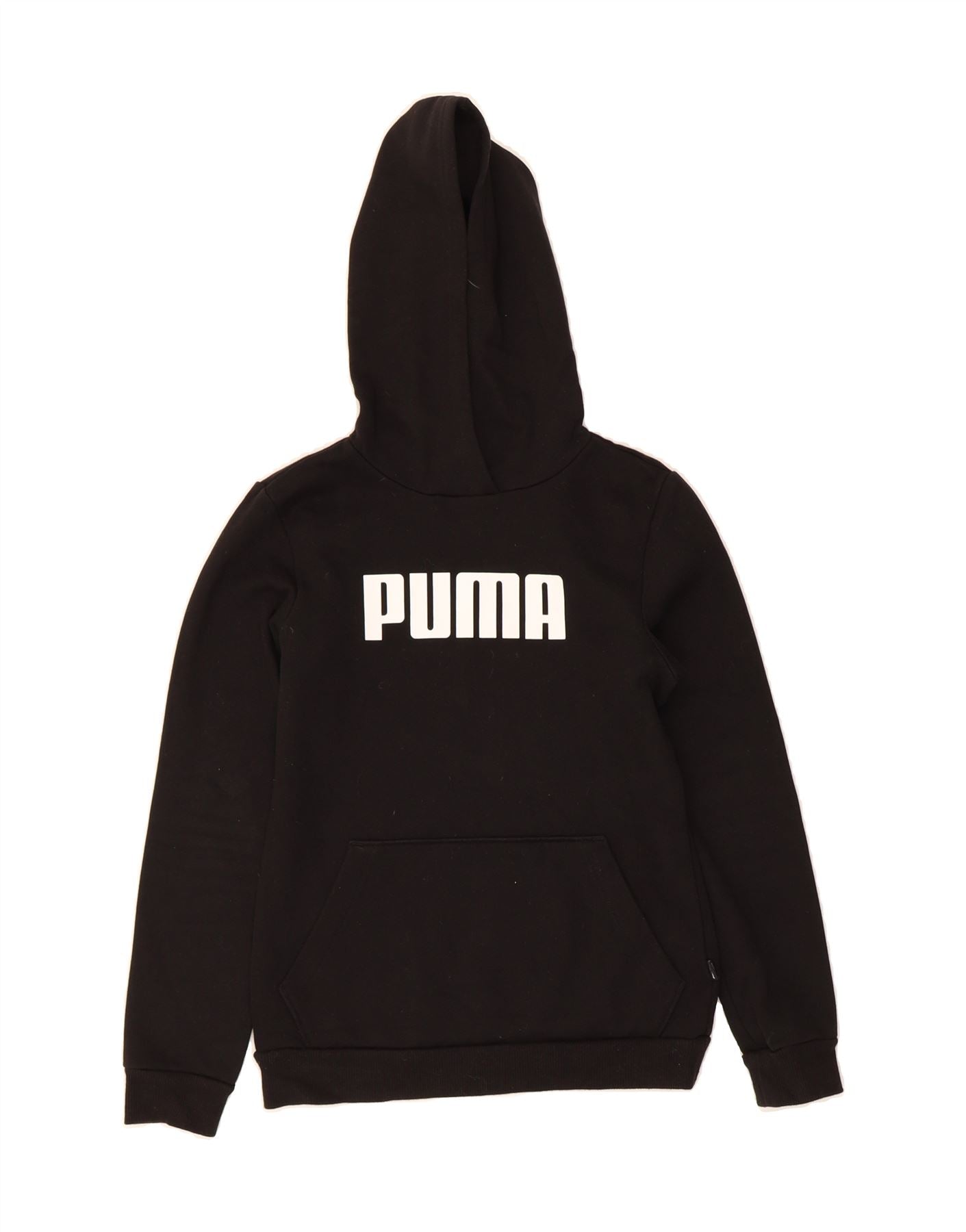 PUMA Boys Graphic Hoodie Jumper 11-12 Years Black Cotton Vintage Puma and Second-Hand Puma from Messina Hembry