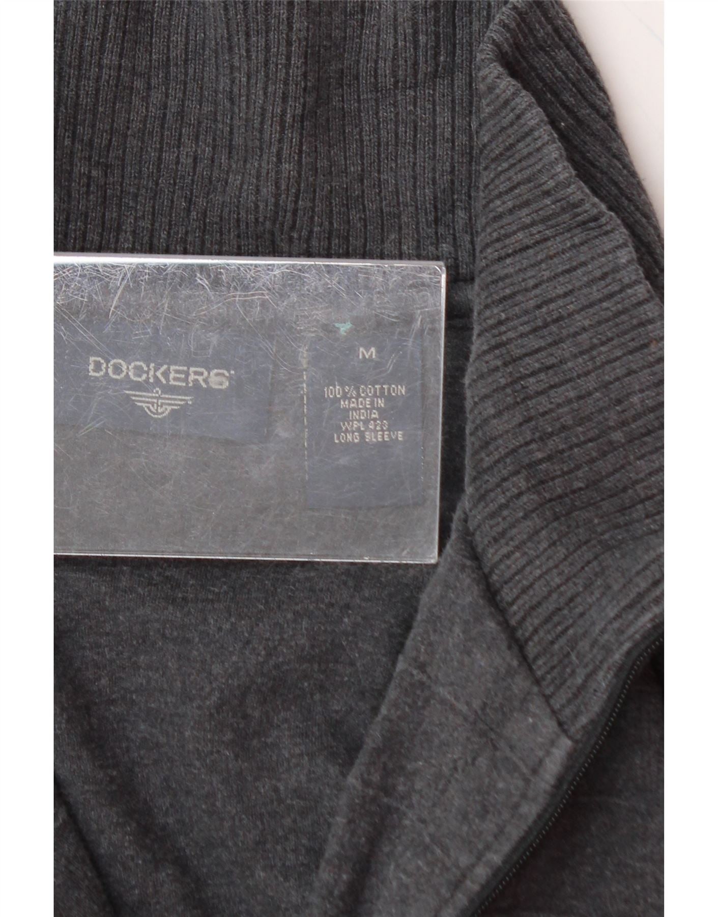 DOCKERS Mens Zip Neck Jumper Sweater Medium Grey Cotton Vintage Dockers and Second-Hand Dockers from Messina Hembry