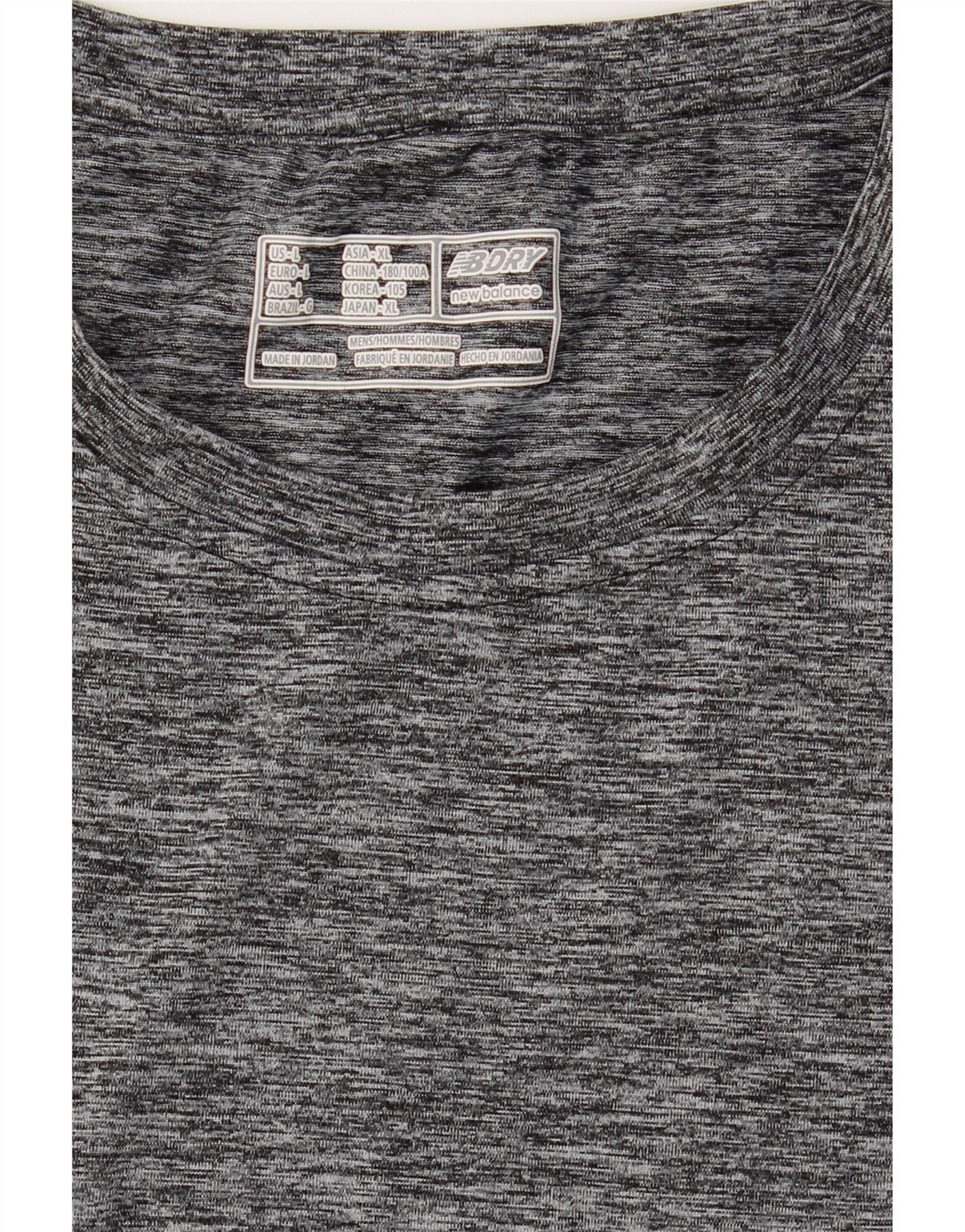 NEW BALANCE Mens T-Shirt Top Large Grey Polyester Vintage New Balance and Second-Hand New Balance from Messina Hembry