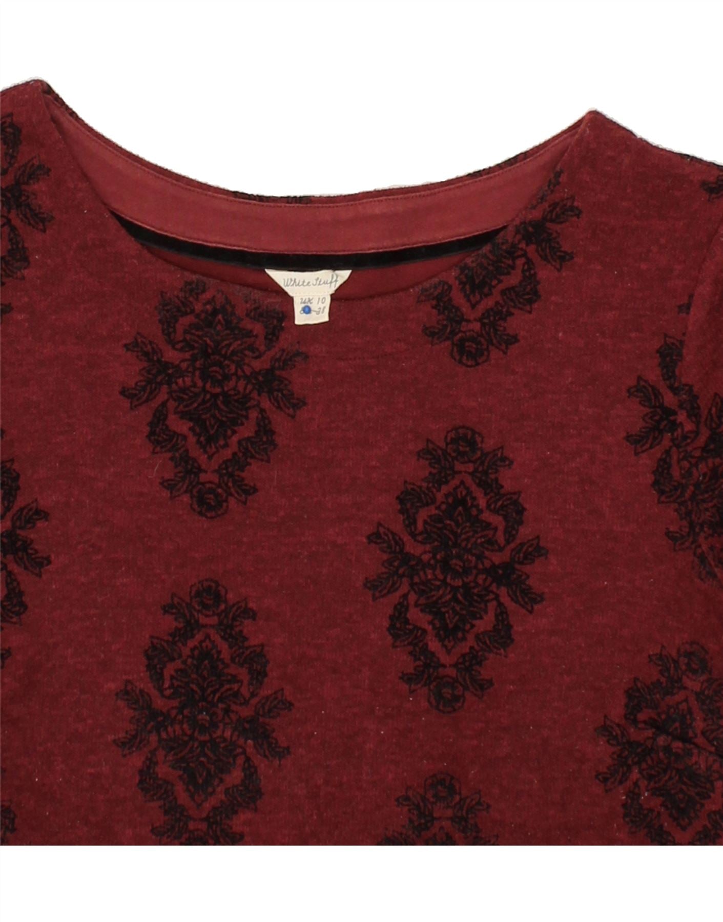 WHITE STUFF Womens 3/4 Sleeve Jumper Dress UK 10 Small  Maroon Paisley Vintage White Stuff and Second-Hand White Stuff from Messina Hembry