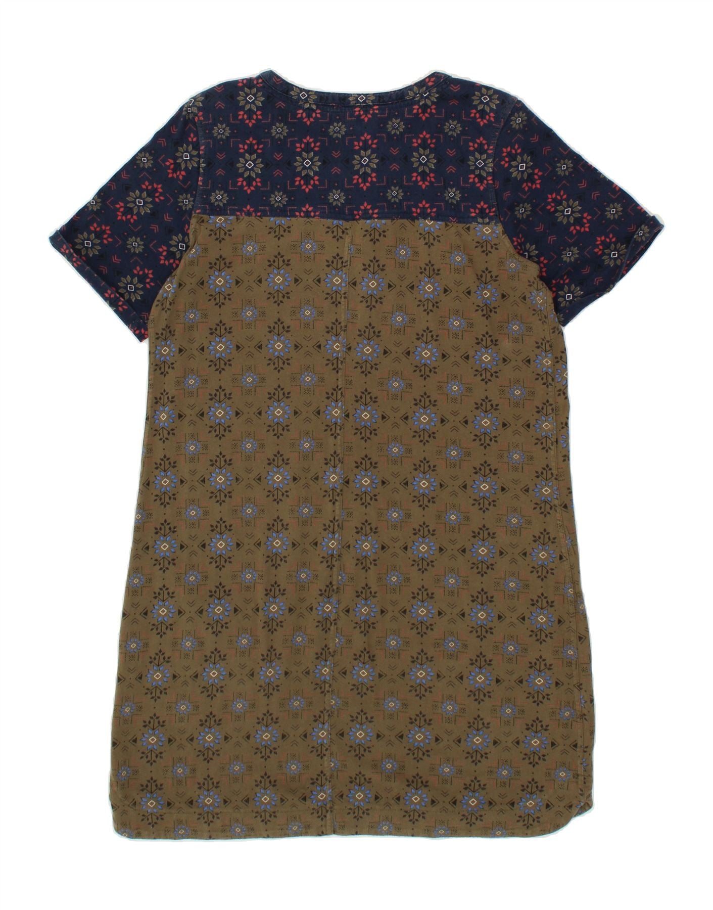 FAT FACE Womens Basic Dress UK 12 Medium  Khaki Floral Cotton Vintage Fat Face and Second-Hand Fat Face from Messina Hembry