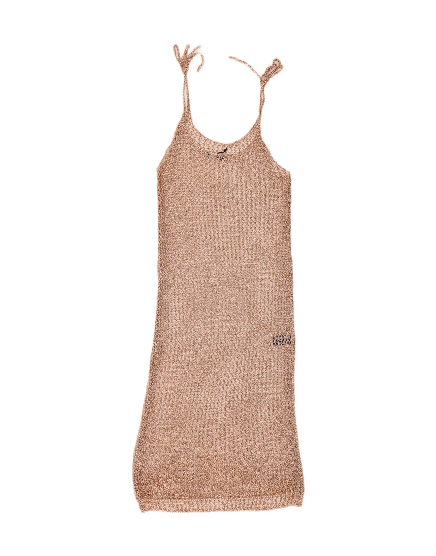 ZARA Womens Sleeveless Crochet Tunic Dress UK 12 Medium Beige Polyester Vintage Zara and Second-Hand Zara from Messina Hembry